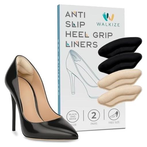 Almohadillas Antideslizantes Walkize para Talones - 2 Pares Beige y Negro