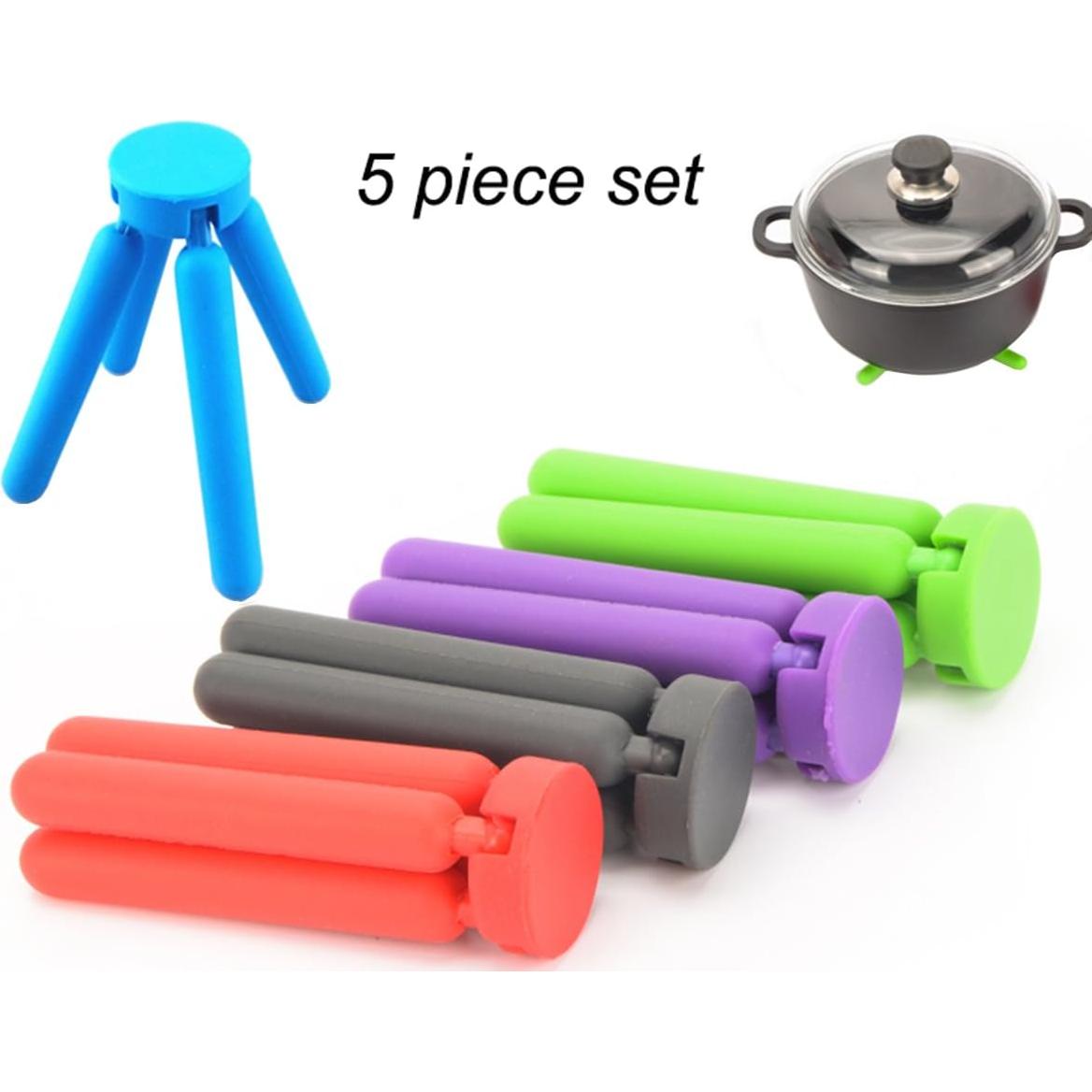 Trivetes de Silicona Plegables KSENDALO Multicolor 5 Pack