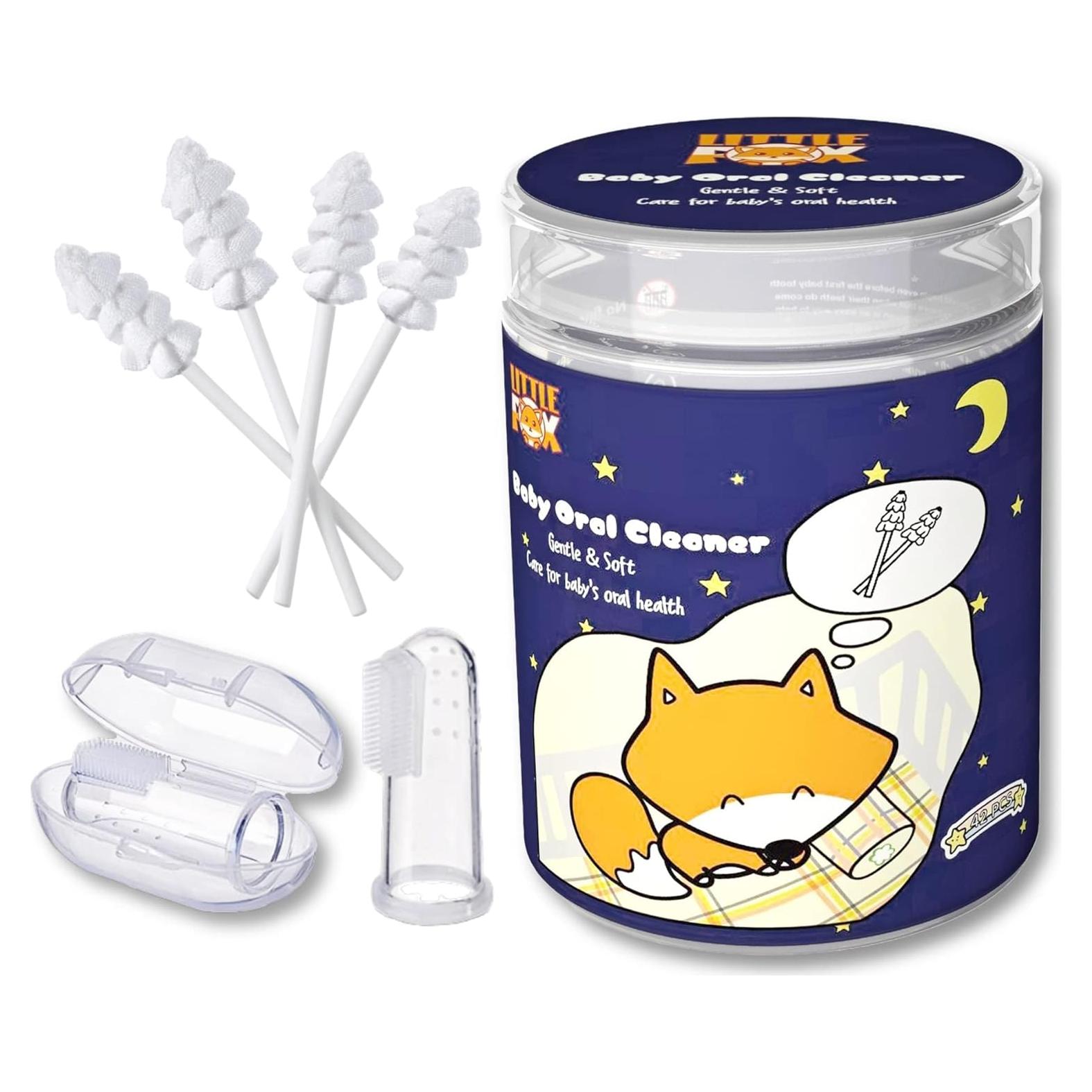 Limpiador Oral para Bebés Little Fox 43 Piezas + Cepillo Dedo