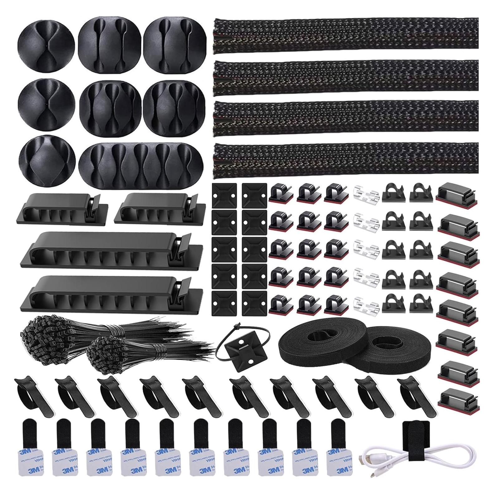 Kit Organizador de Cables 311 Piezas DRIVUU - Negro y Transparente