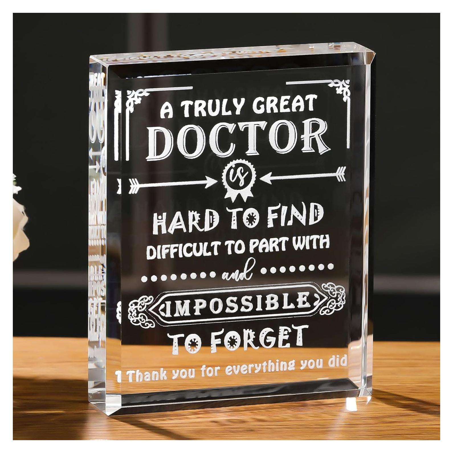 Placa de Cristal de Apreciación Movdyka para Doctores 10x8cm