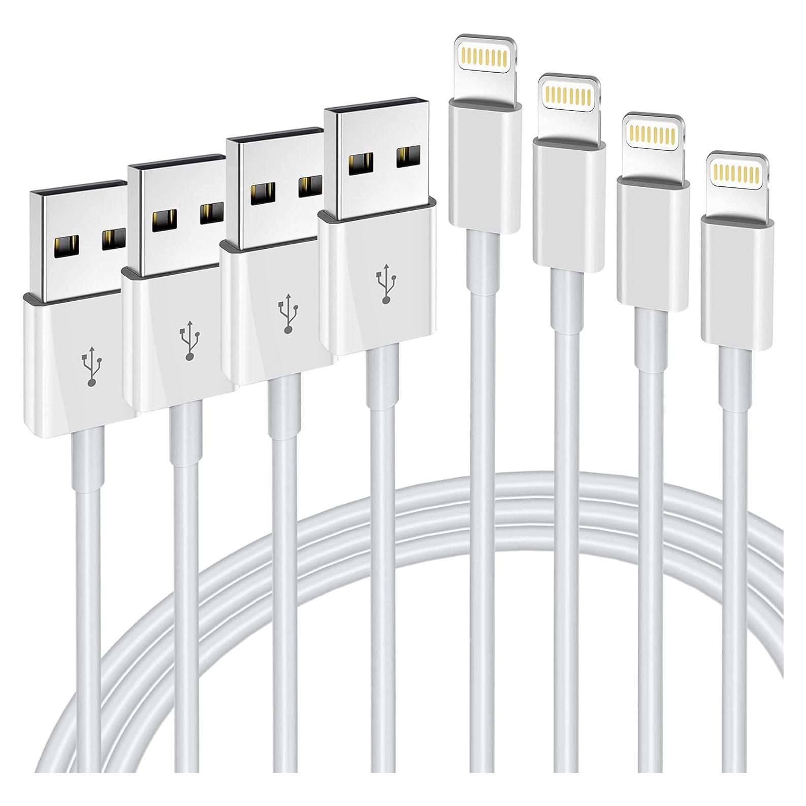 Cable Lightning a USB-A Hi-Mobiler 4Pack 3/3/6/6FT Carga Rápida