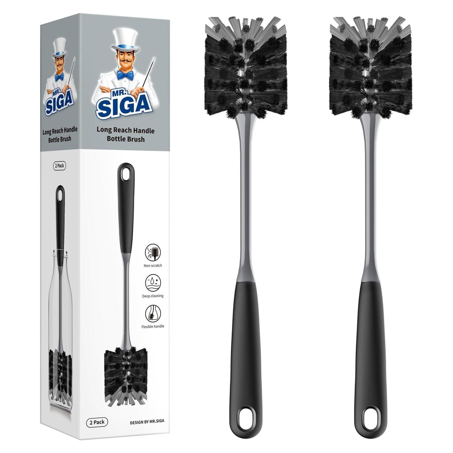 Cepillo para Botellas MR.SIGA, Mango Largo 32.8 cm, Paquete de 2