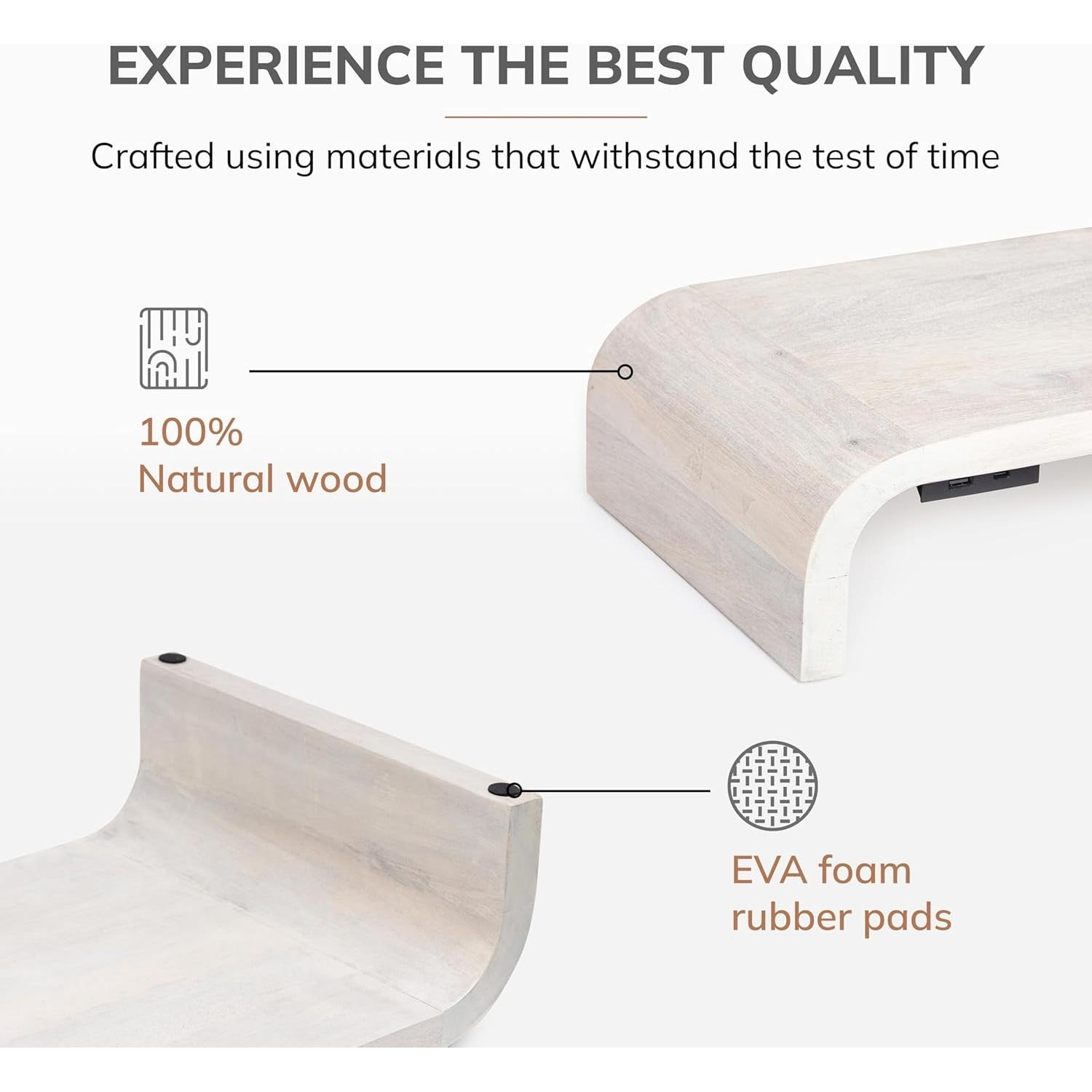 Soporte Elevador de Monitor Anji Mountain Madera Ergonómico Blanco