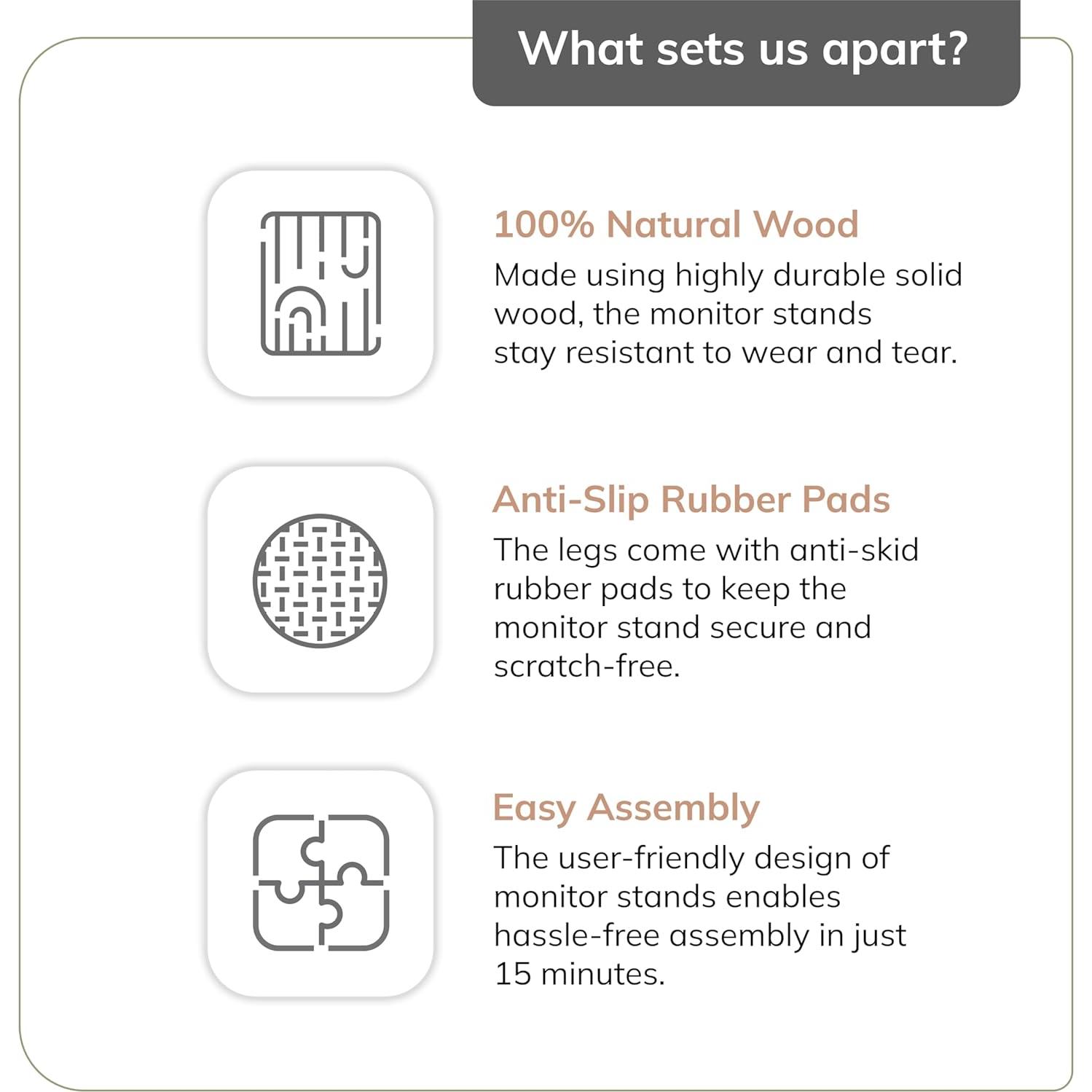 Soporte Elevador de Monitor Anji Mountain Madera Ergonómico Blanco