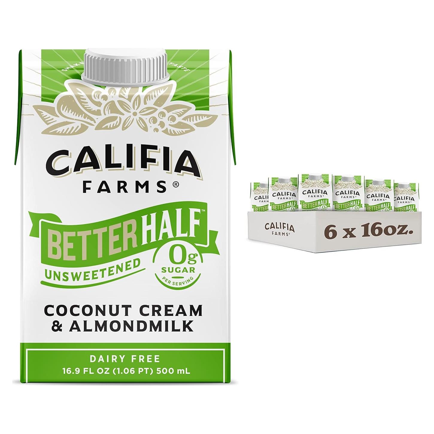 Crema Vegana Sin Azúcar Califia Farms 6x500ml - Leche de Almendra y Coco