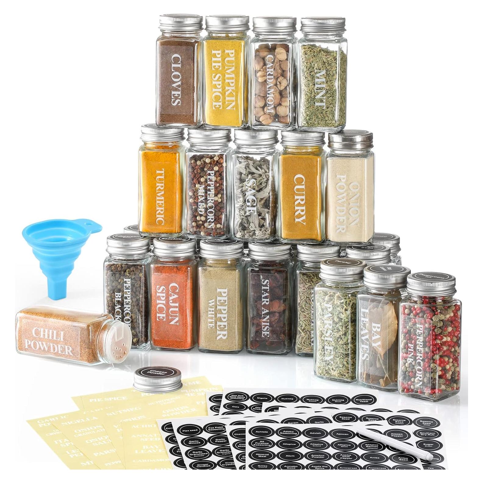 Tarros de Especias de Vidrio AOZITA 24 Pcs 118ml Cuadrados