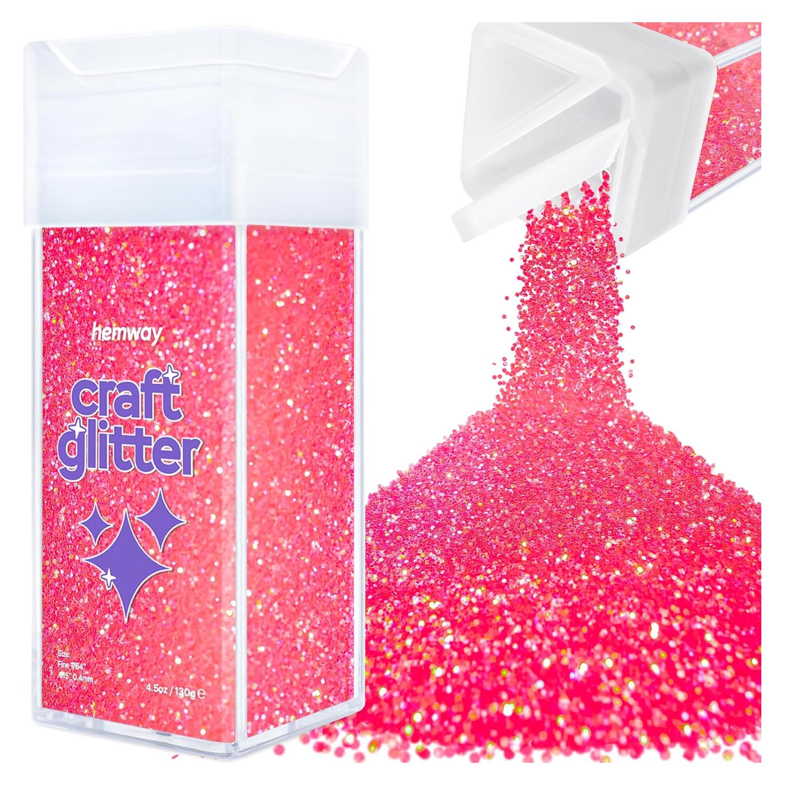 Glitter Fino Rosa Fluorescente Hemway 130g - Manualidades y Cosméticos