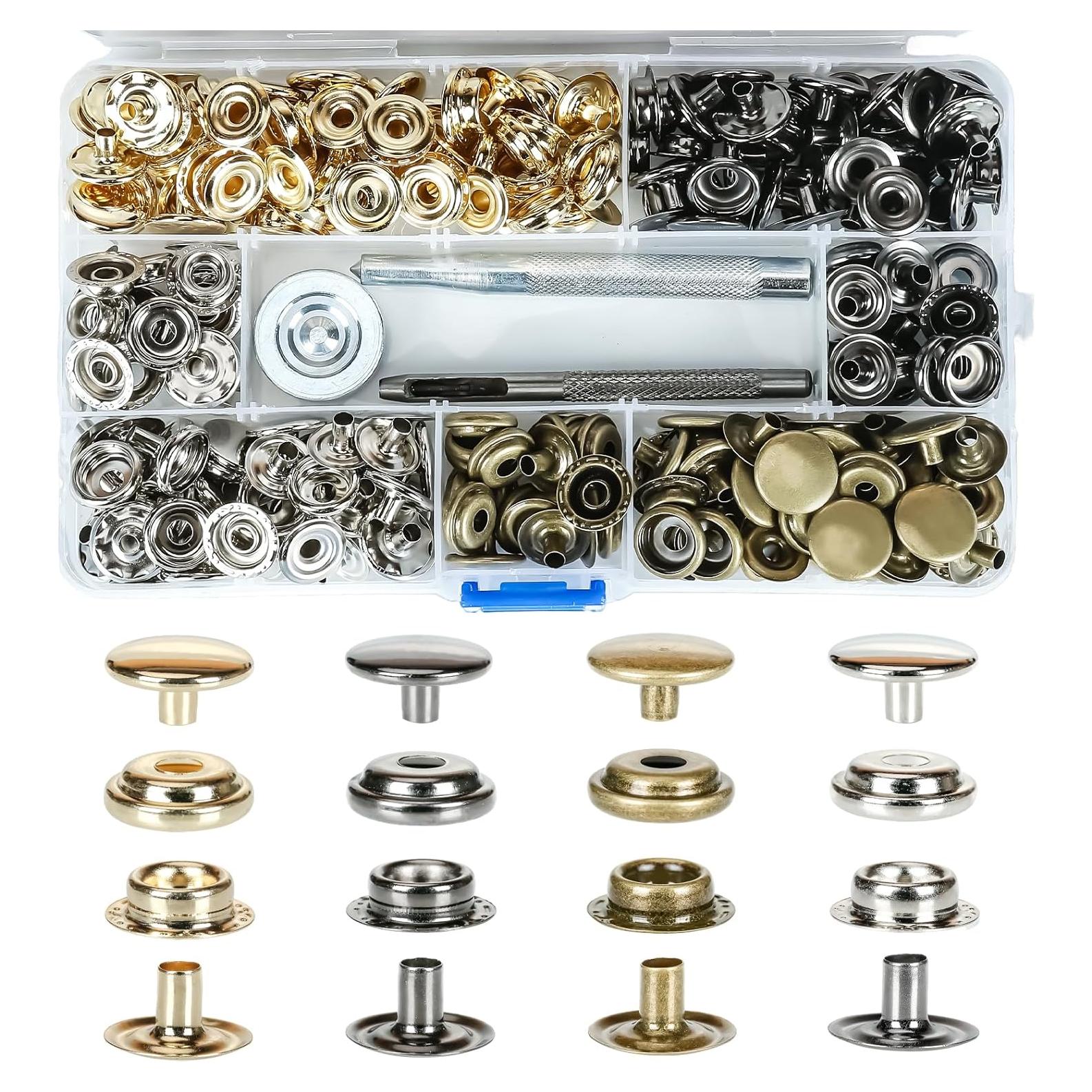 Kit de Botones a Presión INNETOC 68 Conjuntos 15mm Metálicos