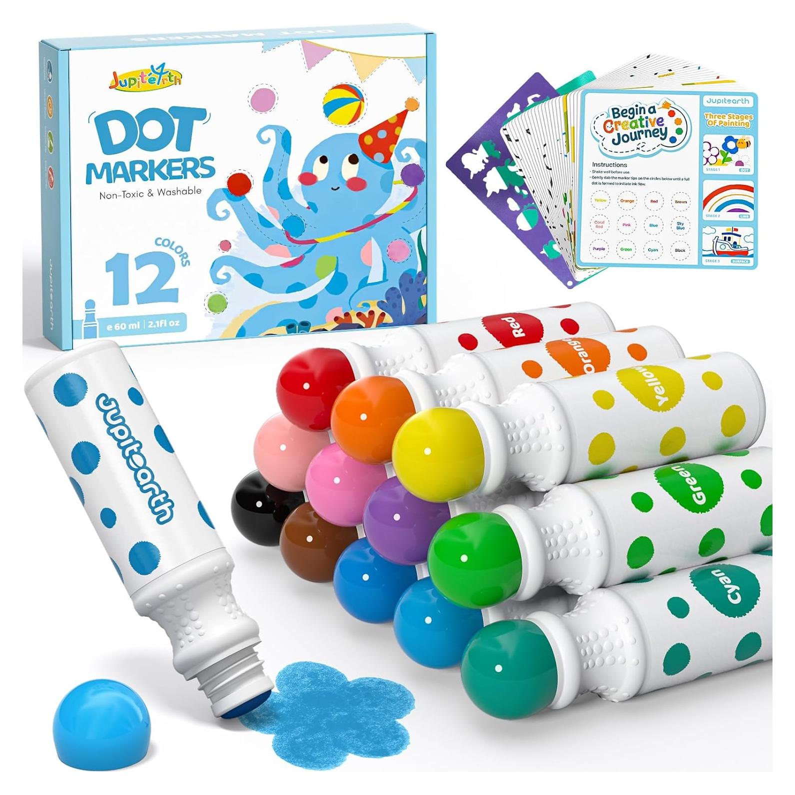 Marcadores de Puntos Lavables JUPITEARTH 12 Colores para Niños