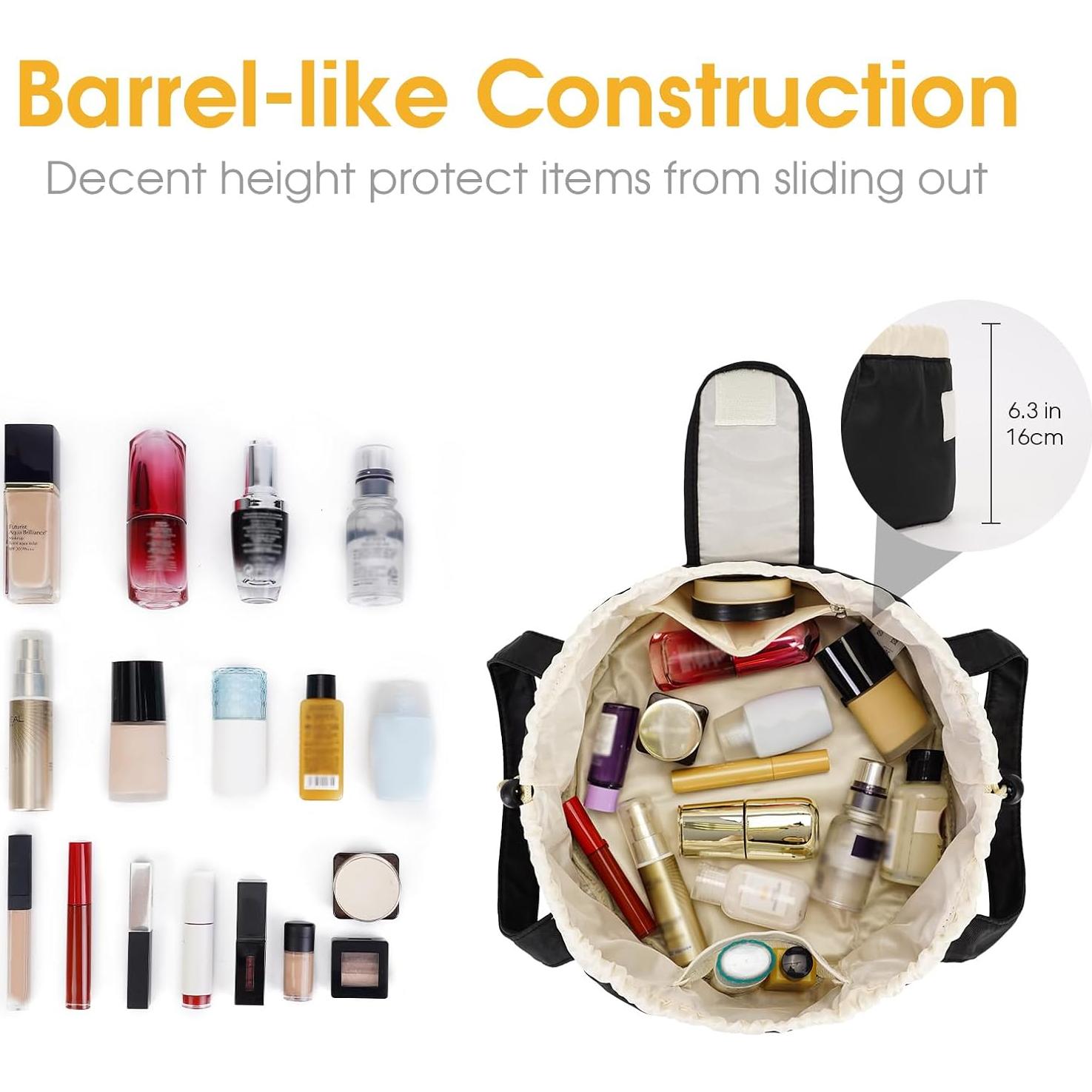 Bolsa de Maquillaje Narwey Barrel Grande Negra 28x16x30cm