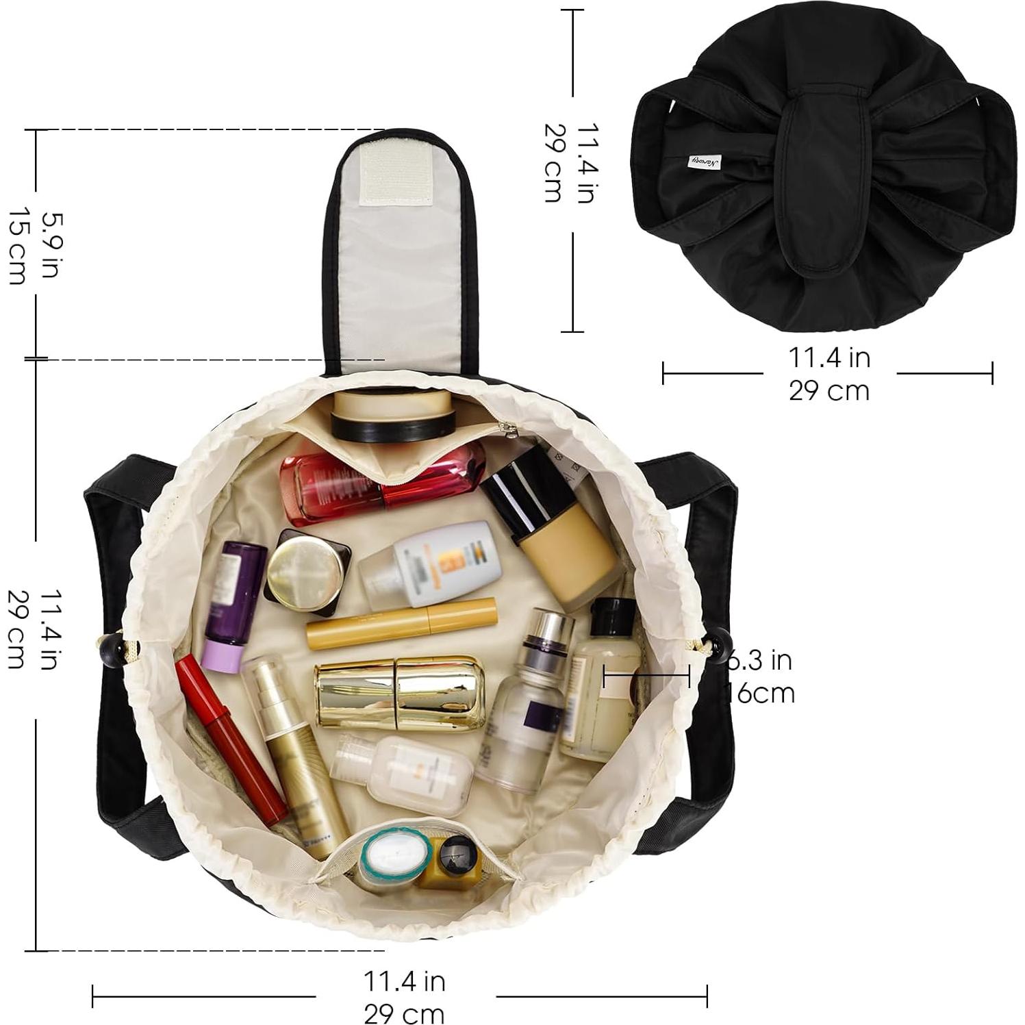 Bolsa de Maquillaje Narwey Barrel Grande Negra 28x16x30cm