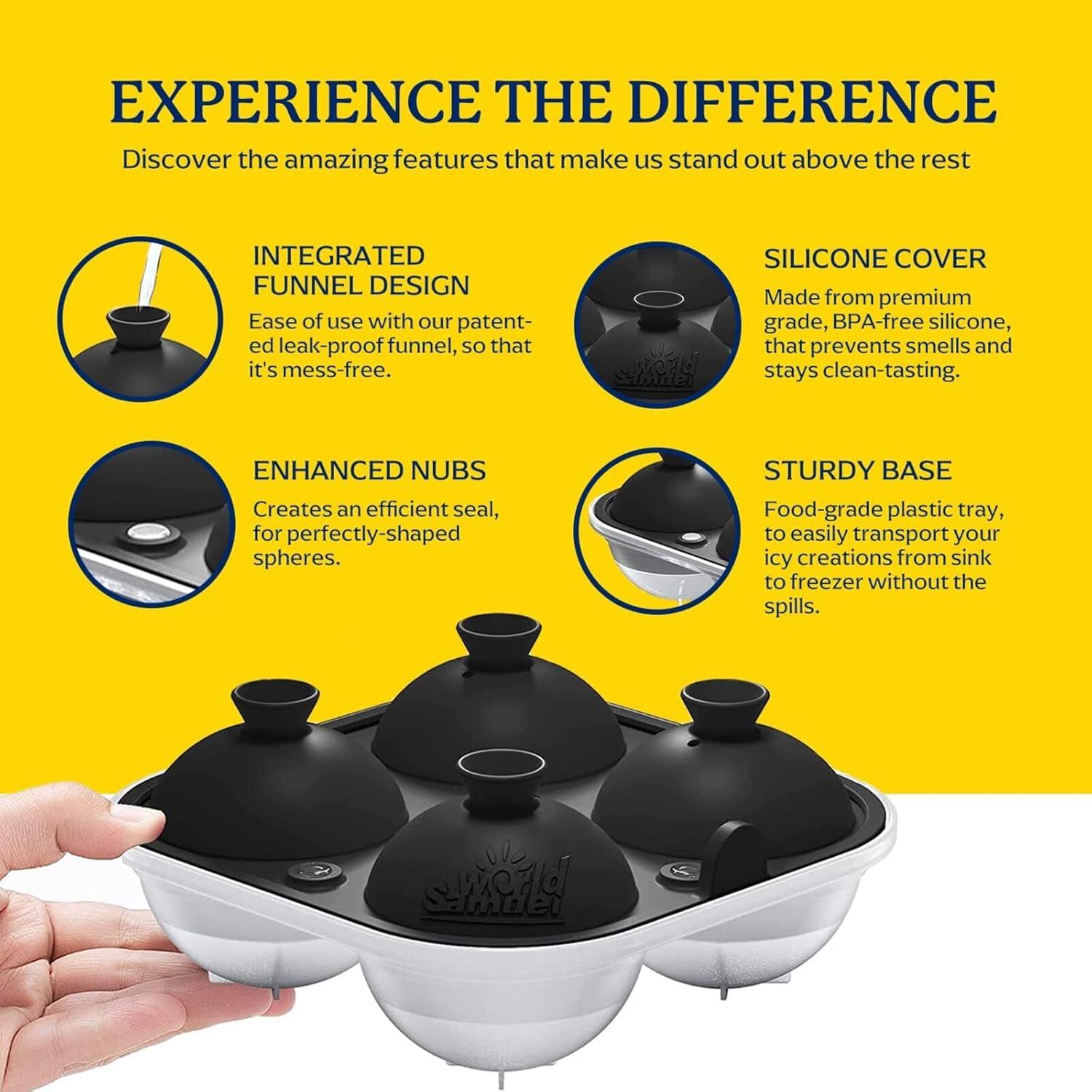 Bandejas de Hielo de Silicona Samuelworld - Combo 4 Esferas y 6 Cubos