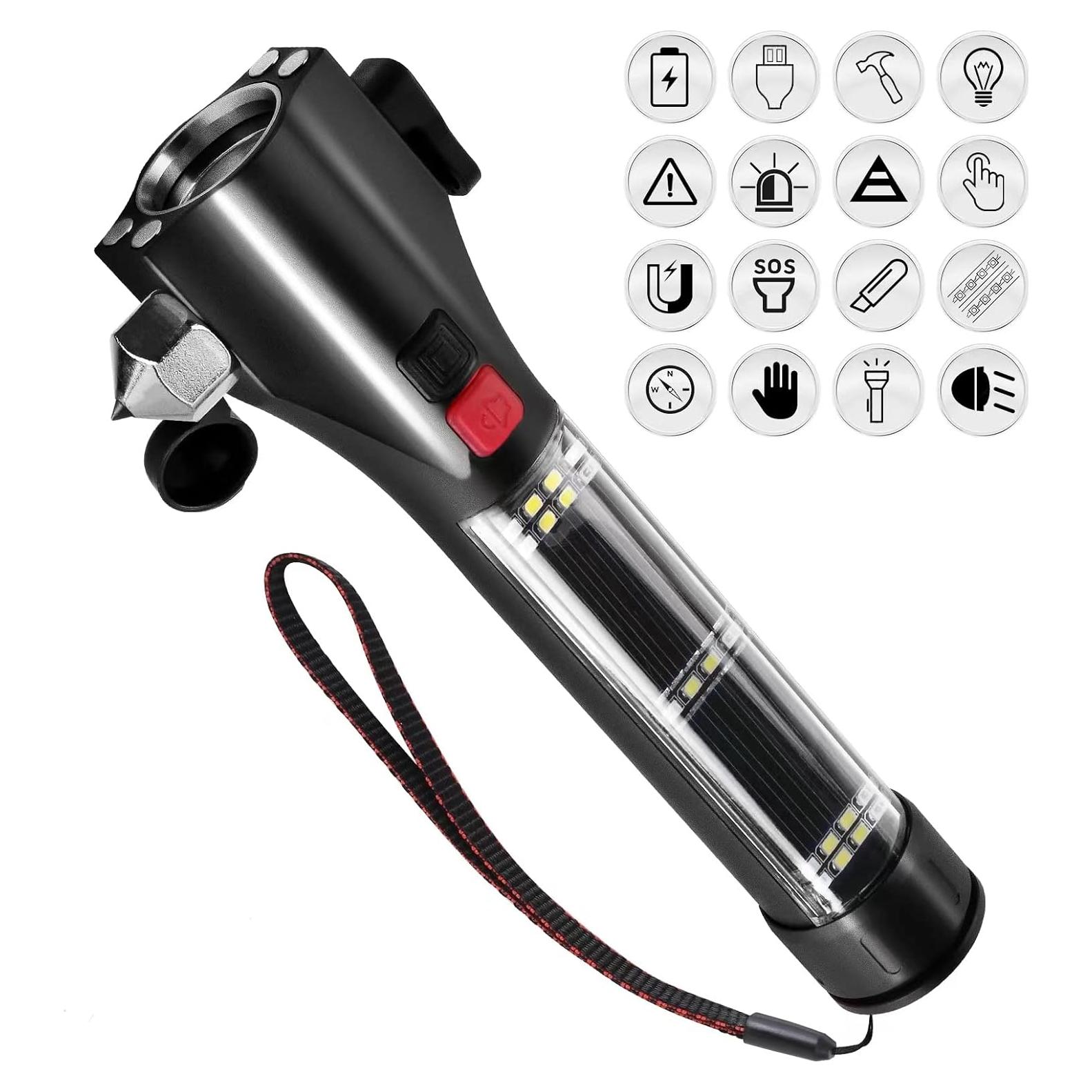 Martillo de Seguridad Unicumoo con Linterna LED y Cortador