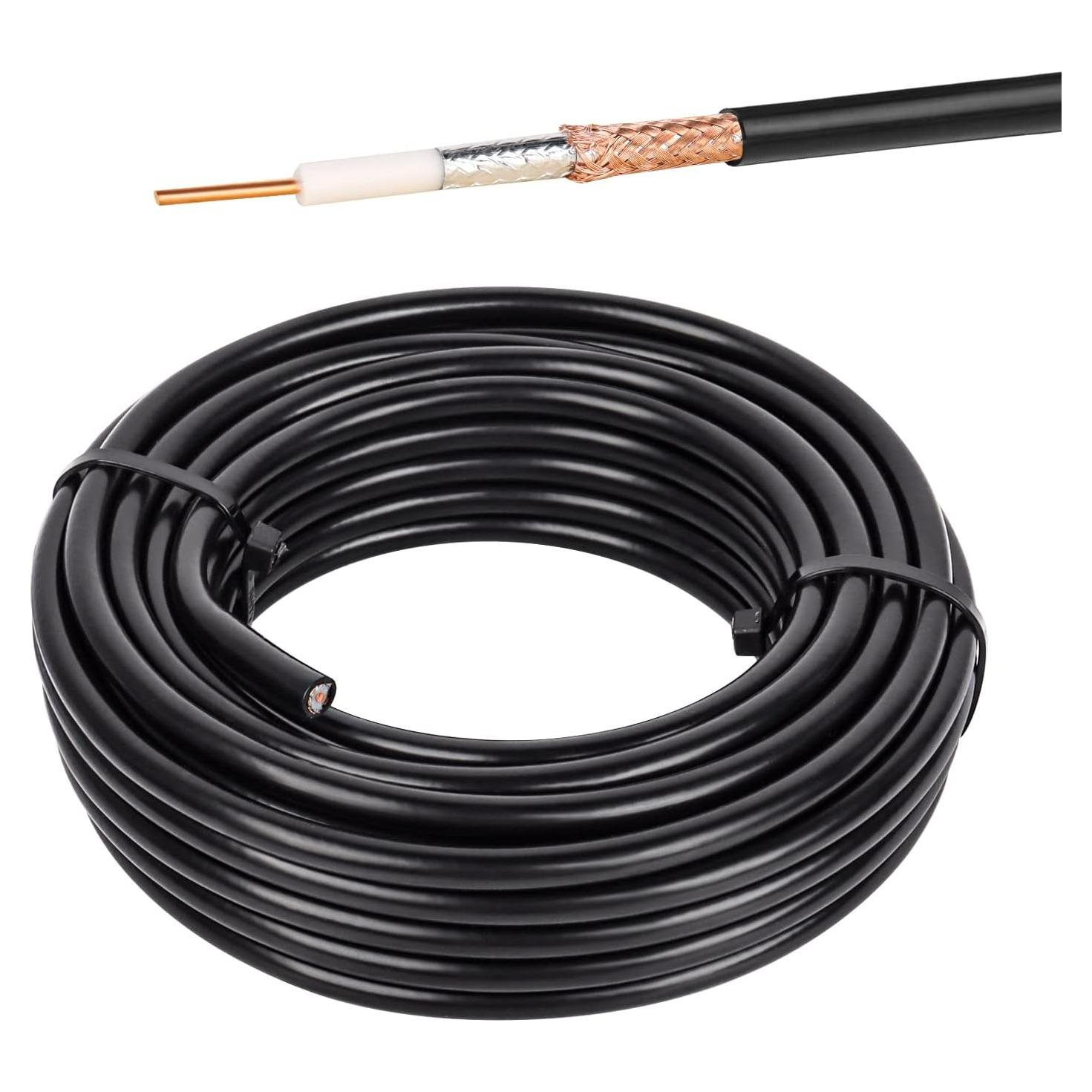 Cable Coaxial RG8X 9.14m MOOKEERF 50 Ohm Impermeable Negro