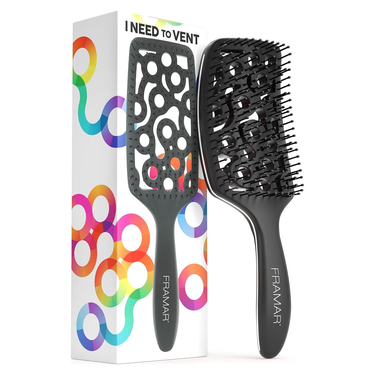 Cepillo Ventilado Profesional Framar Negro 26x8.3cm Resistente Calor