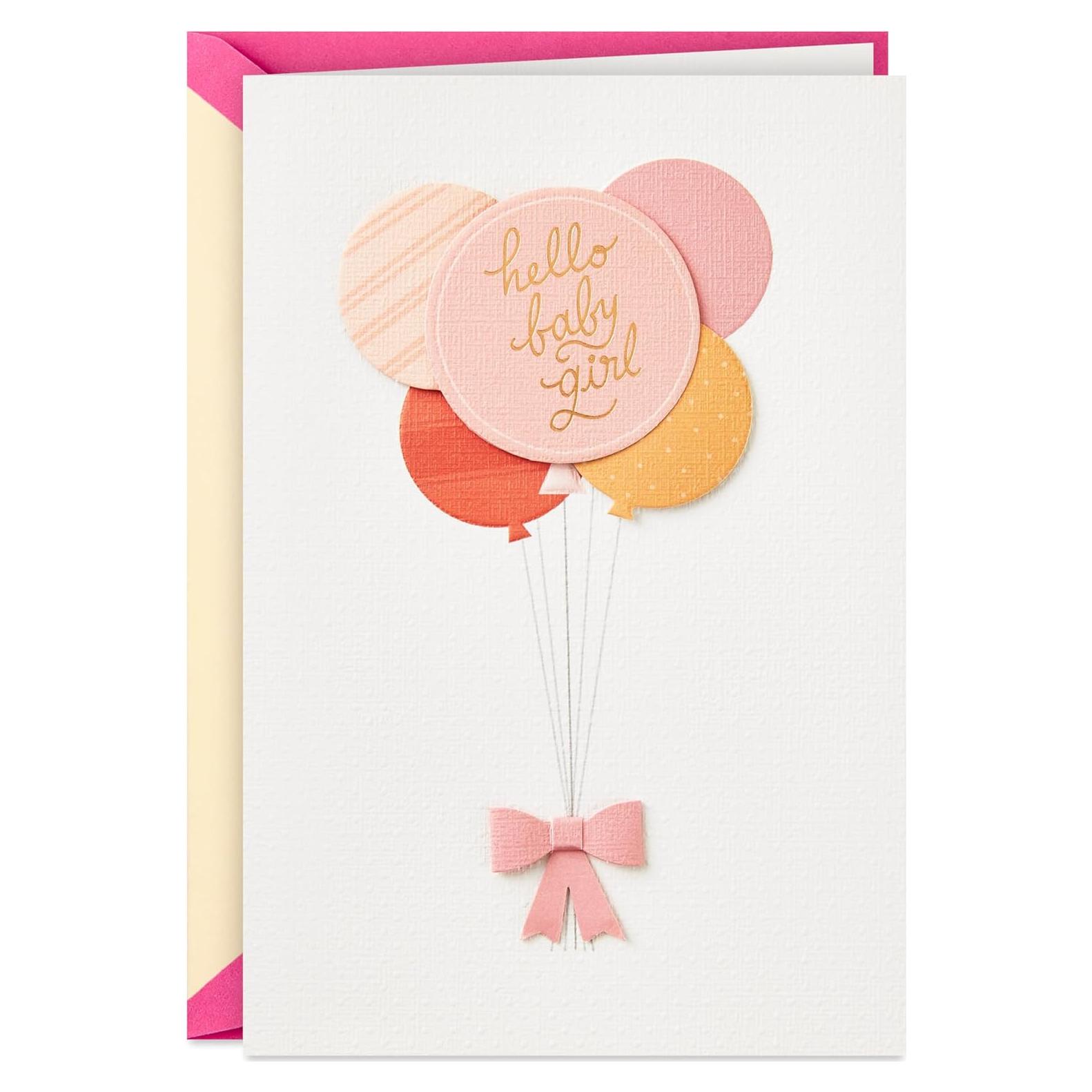 Tarjeta de Baby Shower Hallmark para Niña con Globos 12.7x18.3cm