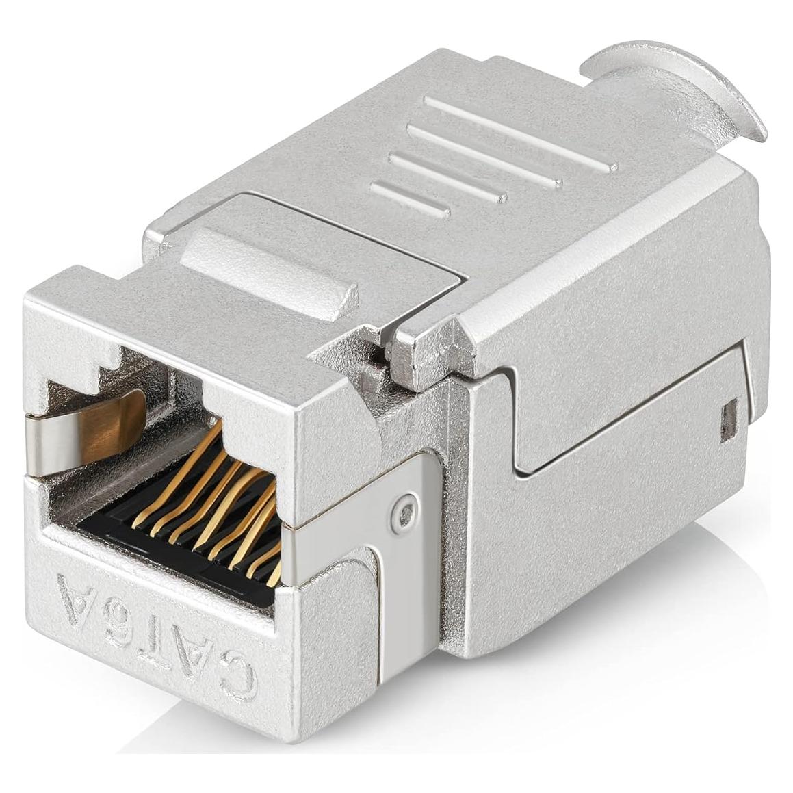 Conectores RJ45 Keystone Blindados Everest - Paquete de 6 - 90 Grados, F/STP, CAT5e, CAT6, CAT6A, CAT7, hasta 10GB
