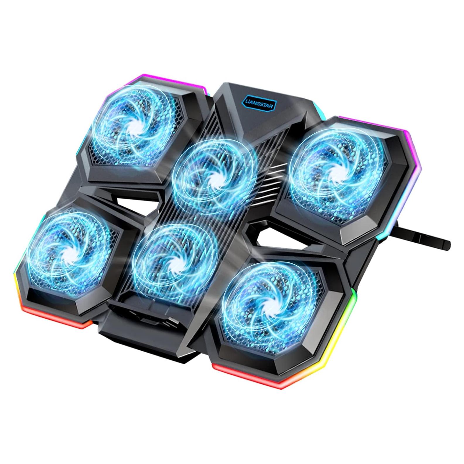 LIANGSTAR Base Enfriamiento Laptop 15.6-17.3" 6 Ventiladores RGB