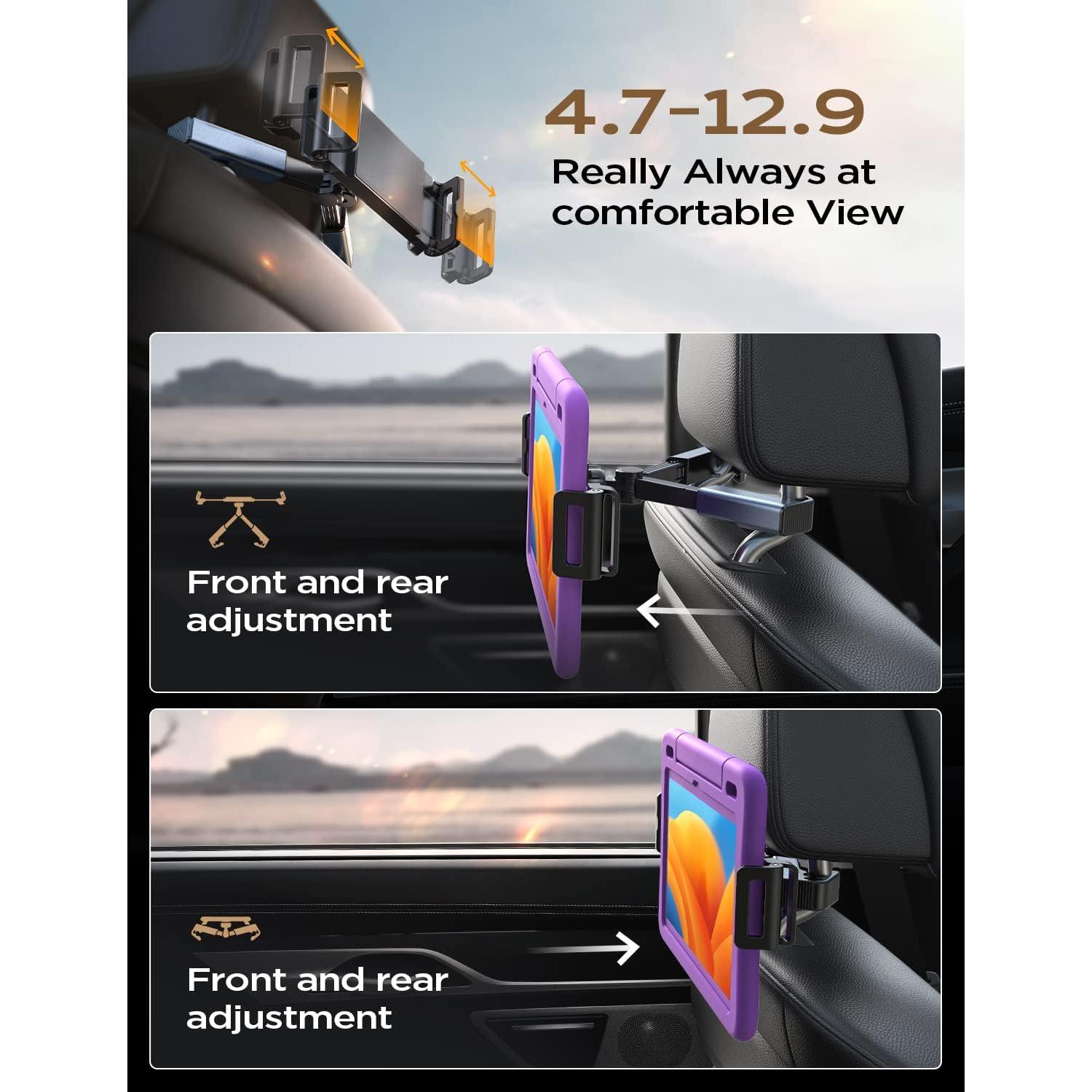 Soporte para Tablet LISEN Negro para Auto - Ajustable, 4.7-12.9"