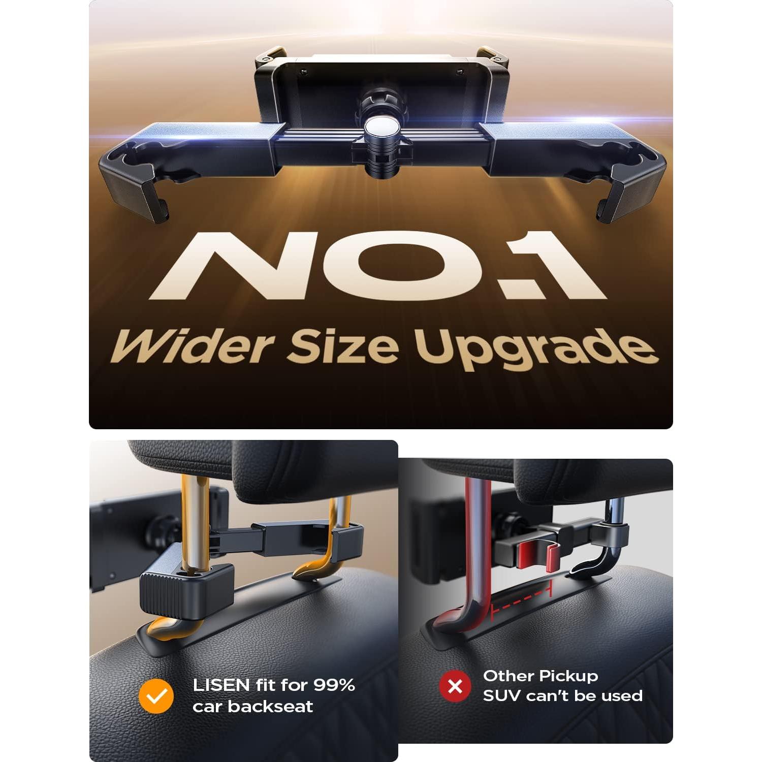 Soporte para Tablet LISEN Negro para Auto - Ajustable, 4.7-12.9"