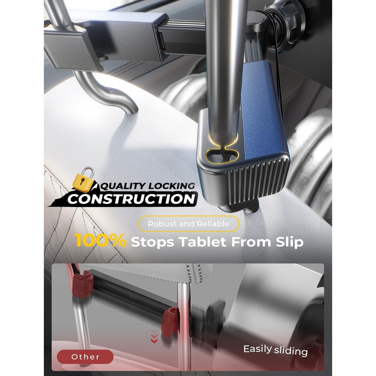 Soporte para Tablet LISEN Negro para Auto - Ajustable, 4.7-12.9"