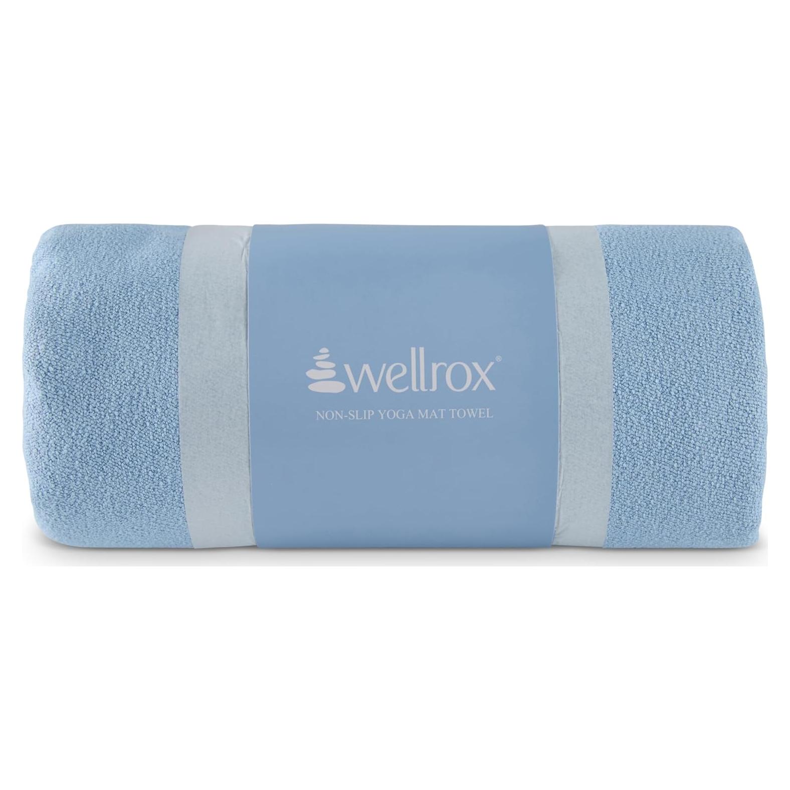 Toalla de Yoga Antideslizante Wellrox 187x66 cm Azul Microfibra