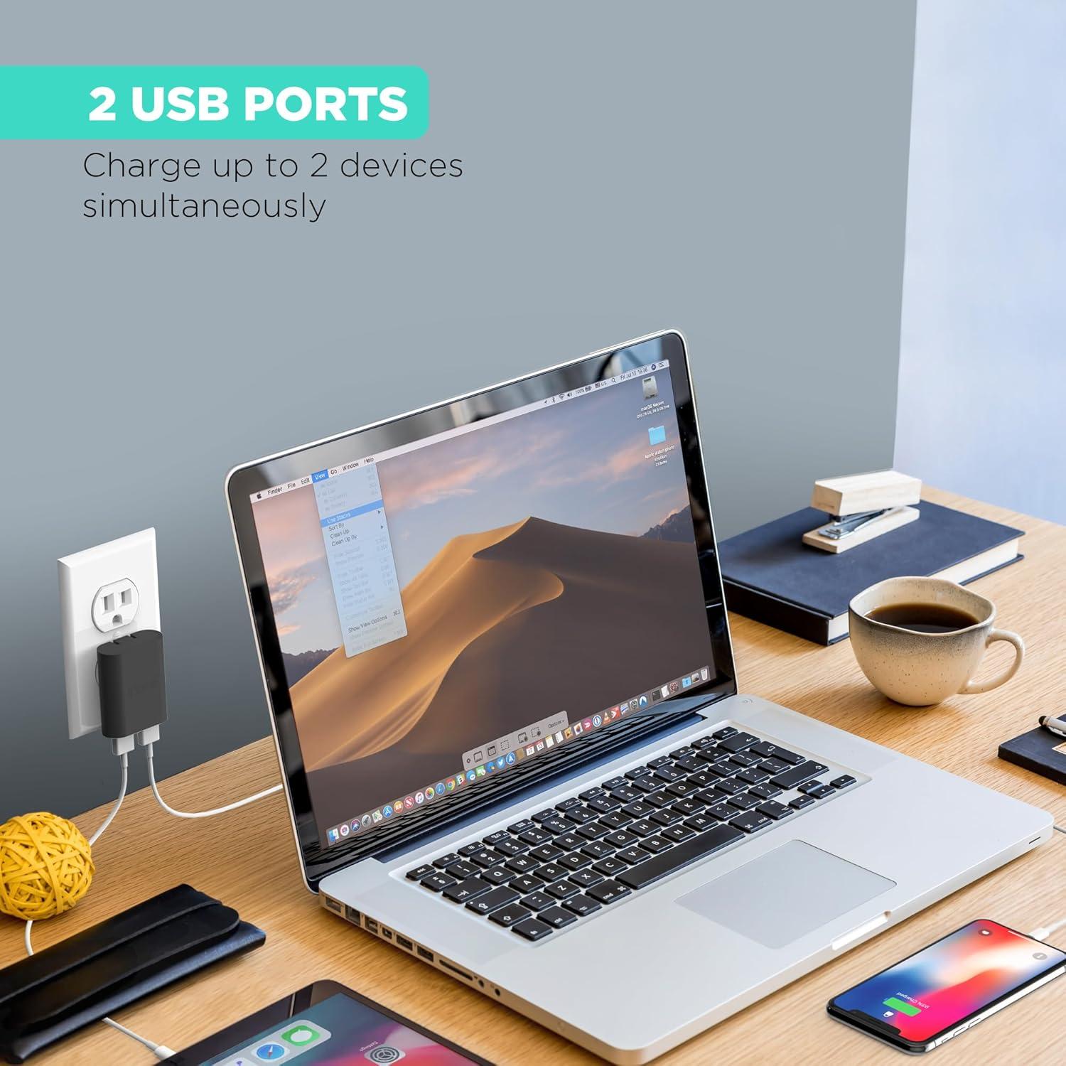 Cargador de pared USB iHome AC Pro 2 puertos 18g negro