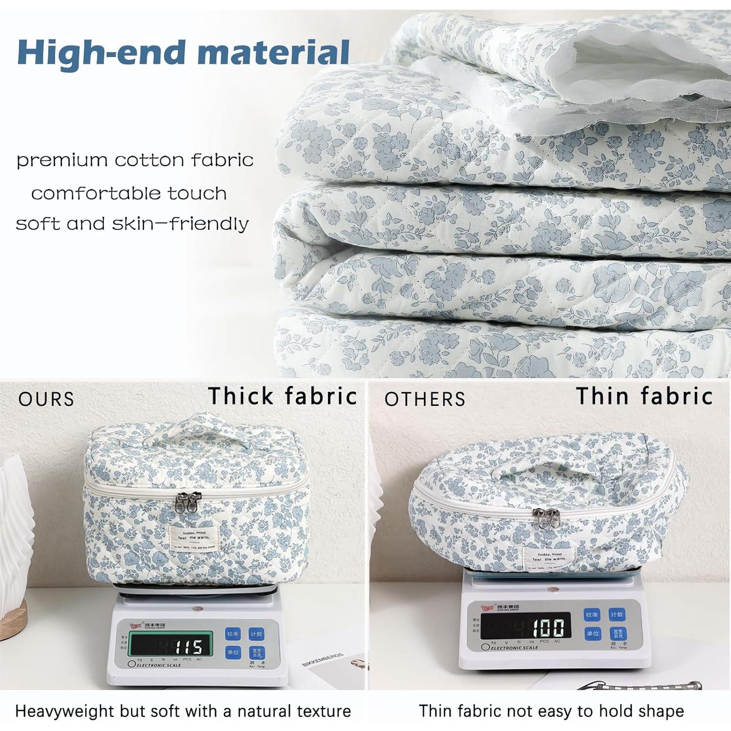 Bolsa de Maquillaje Acolchada Uekeboag Floral Grande 25.4x15.2cm