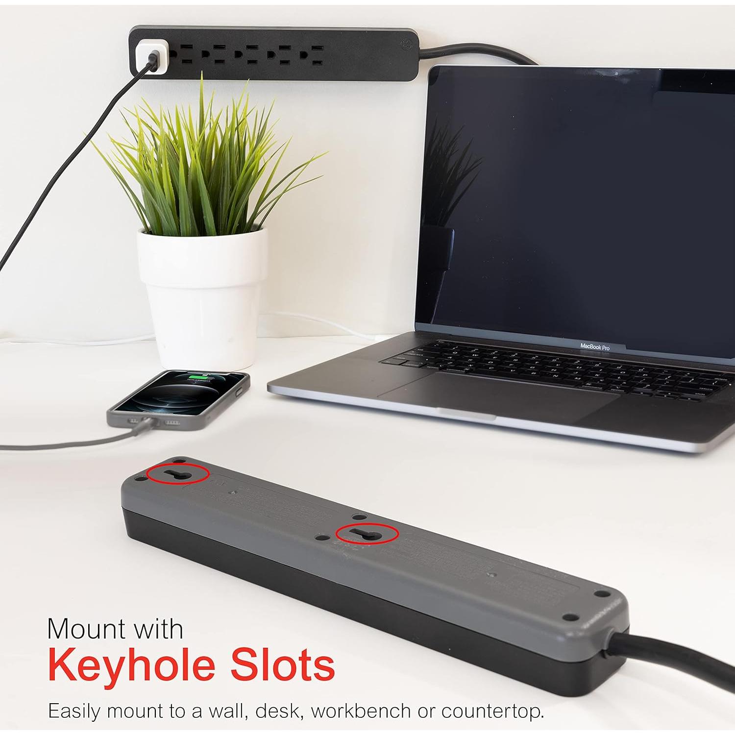 Protector contra Sobretensiones GE 6 Salidas 1080 Julios 1.83m