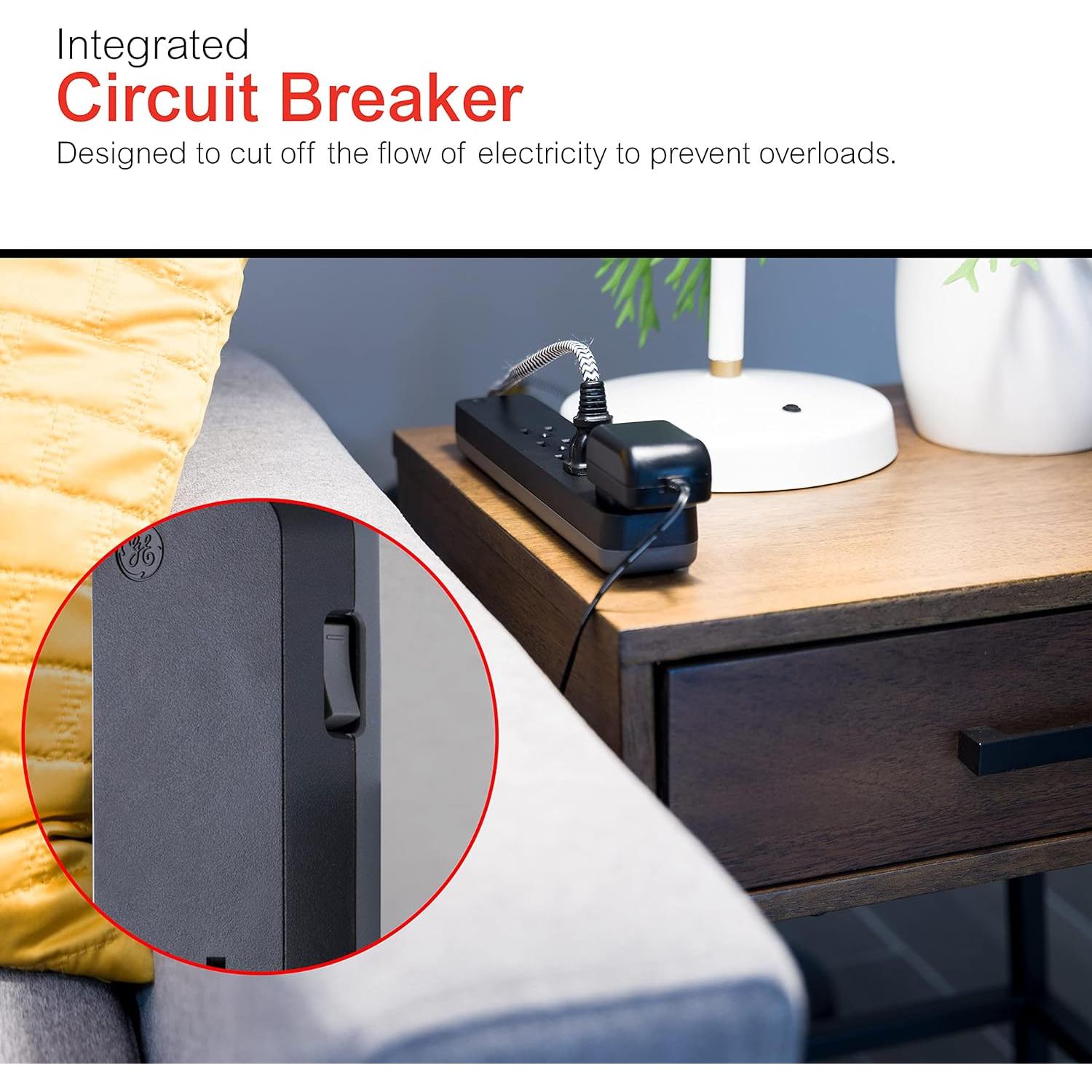 Protector contra Sobretensiones GE 6 Salidas 1080 Julios 1.83m