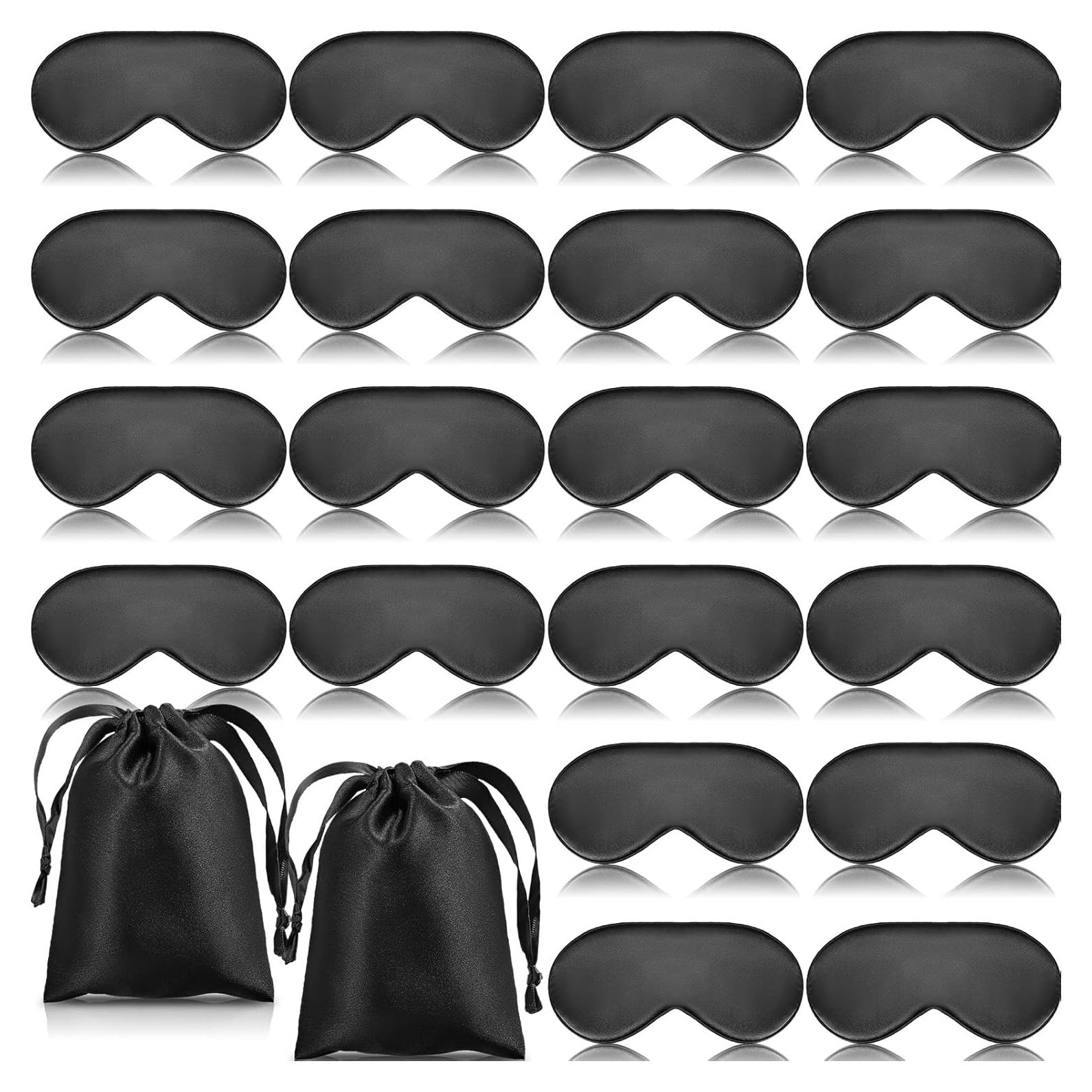 20 Piezas Máscaras de Seda para Dormir Ajustables - Negro