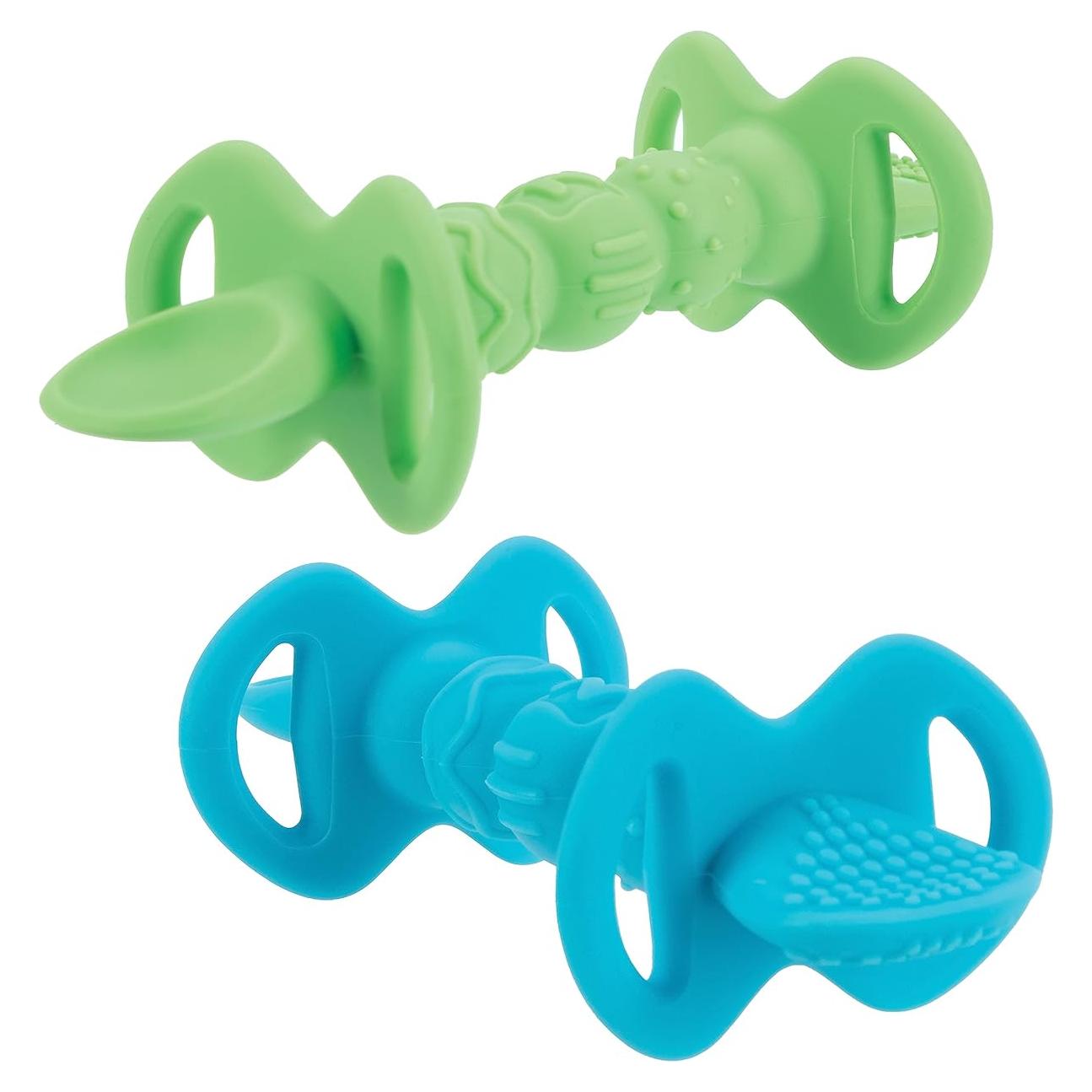 Cucharas de silicona Nuby Dipeez 2 en 1 Azul Verde 2pk