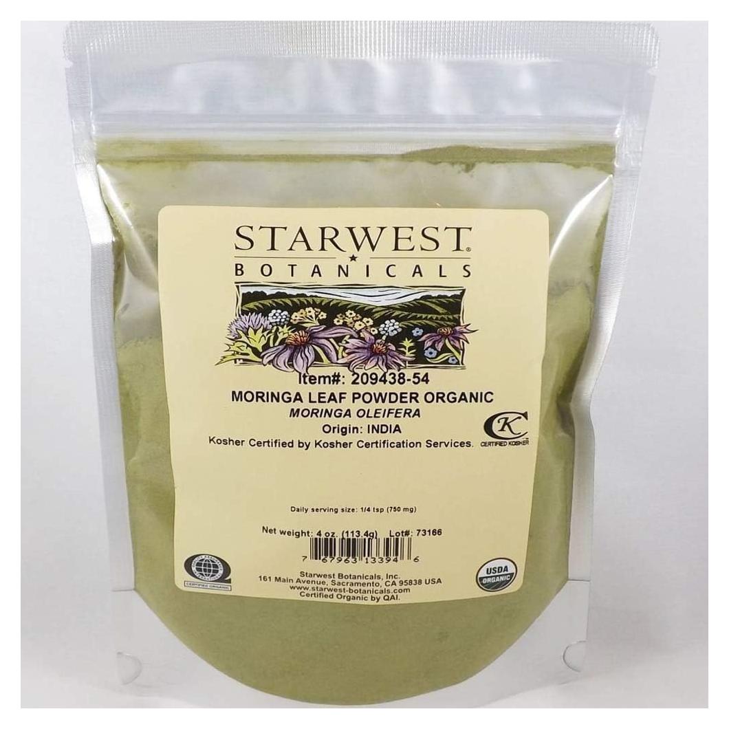 Polvo de Hoja de Moringa Orgánica Starwest Botanicals 113g
