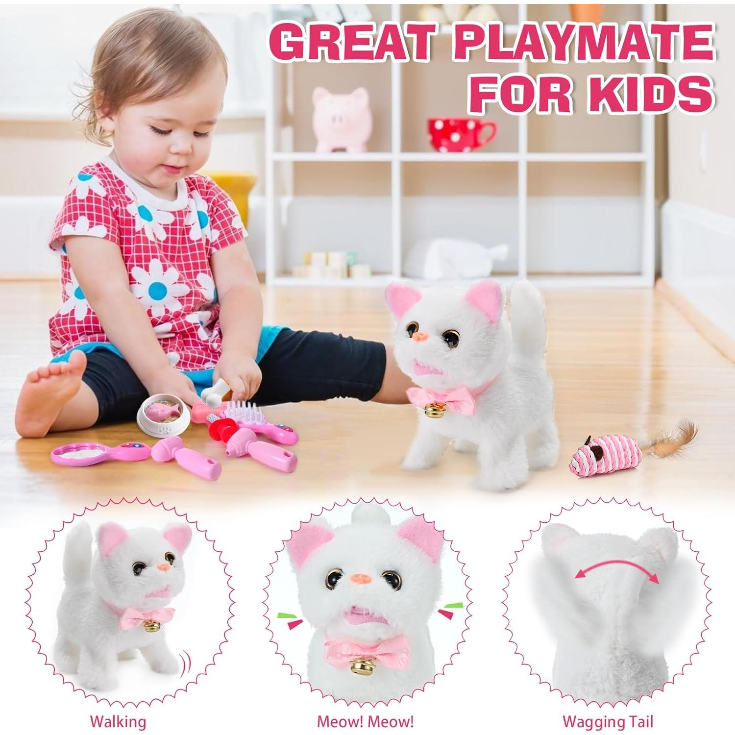 Juguete Electrónico Interactivo de Gato WorWoder Blanco 22cm