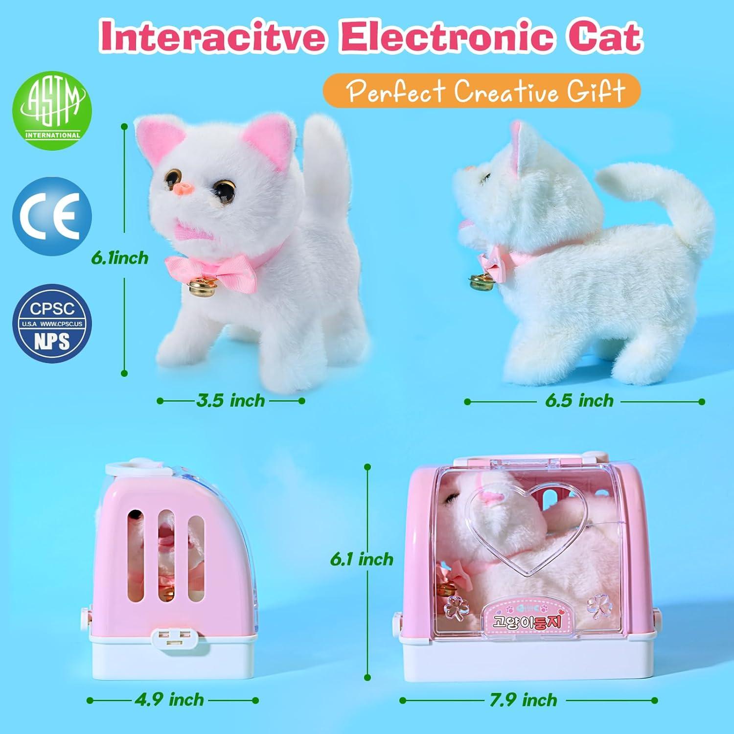 Juguete Electrónico Interactivo de Gato WorWoder Blanco 22cm