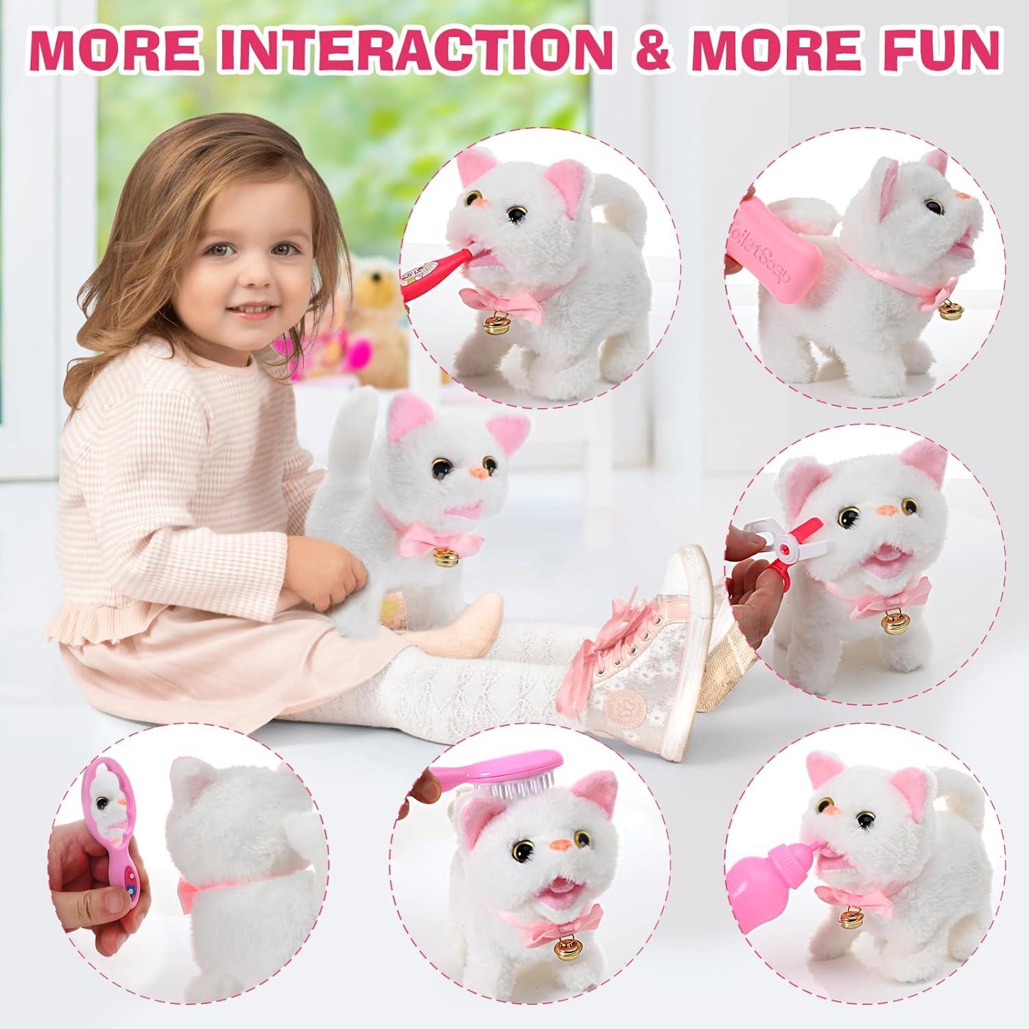 Juguete Electrónico Interactivo de Gato WorWoder Blanco 22cm