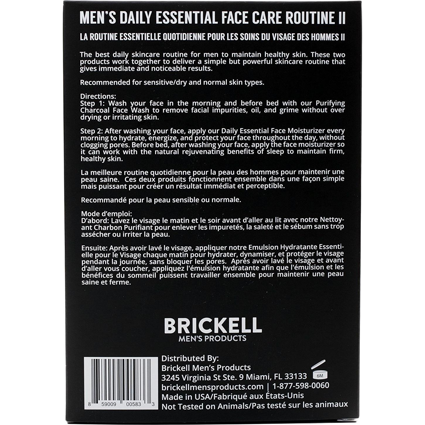 Set de Cuidado Facial para Hombres Brickell - Limpiador y Hidratante