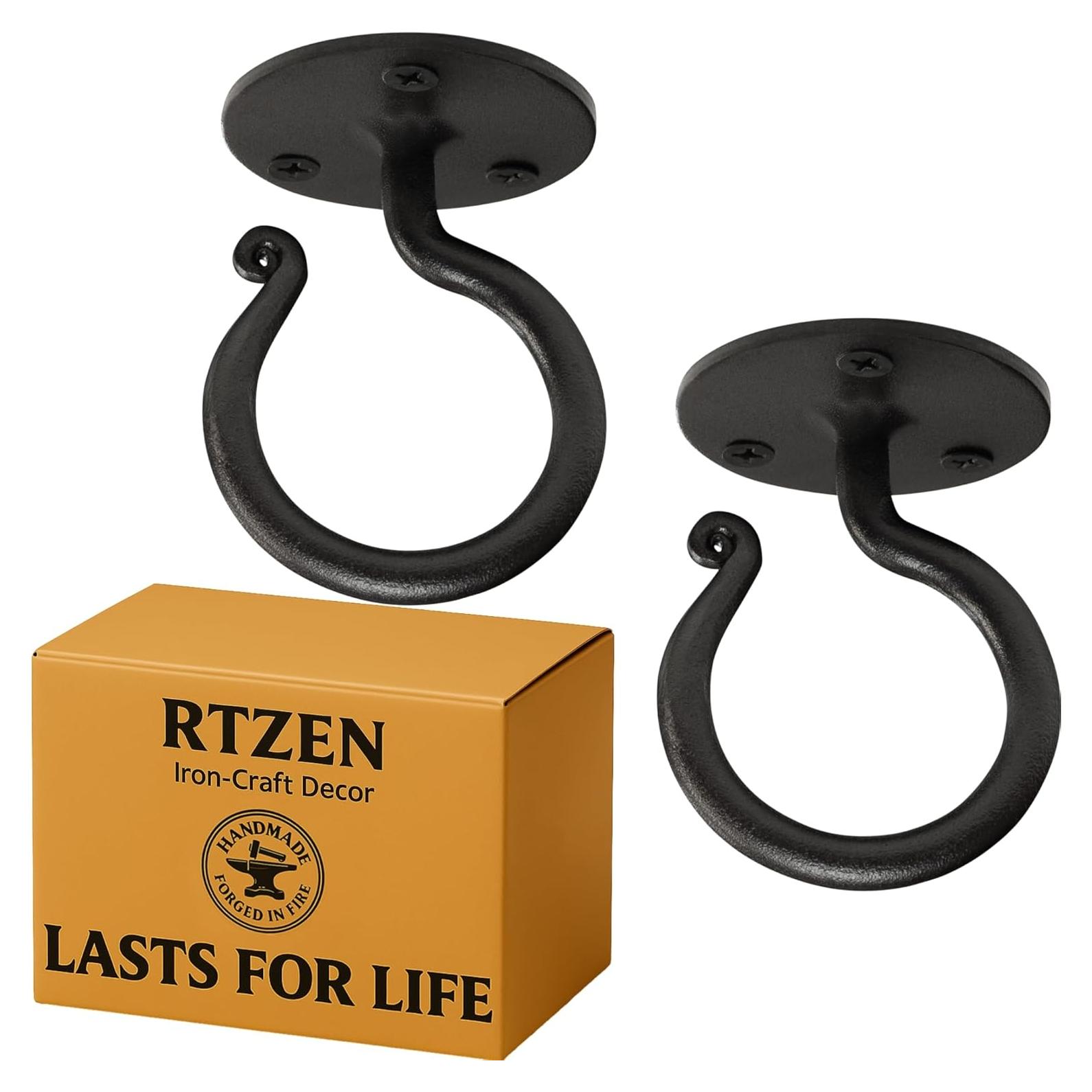 Soportes para Plantas RTZEN - Ganchos de Techo de Hierro Forjado - Paquete de 2 - Resistente y Decorativo