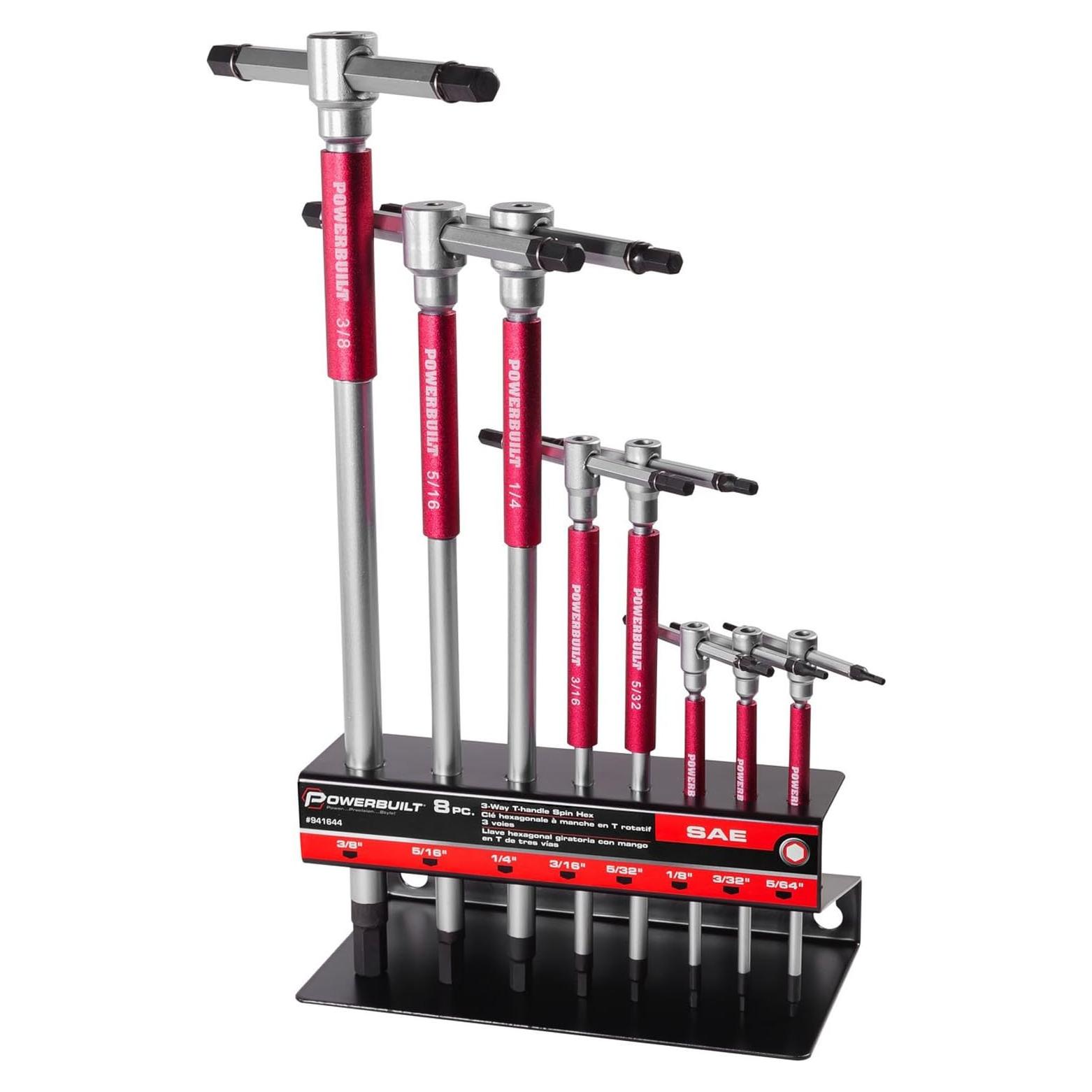 Juego de Llaves Allen T-Handle 8 Piezas Powerbuilt SAE