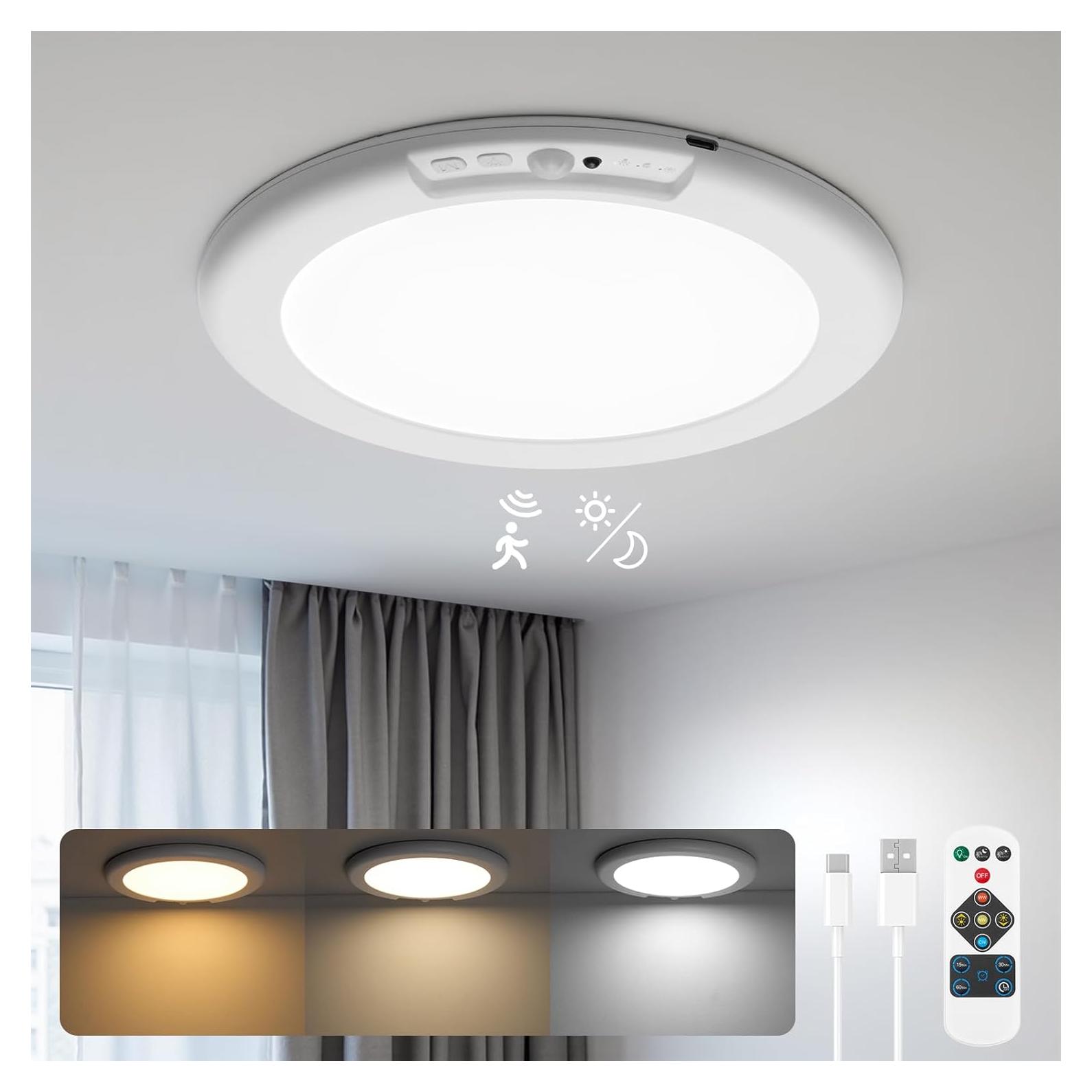 Luz de Techo Inalámbrica Wowatt 19.05cm con Sensor de Movimiento