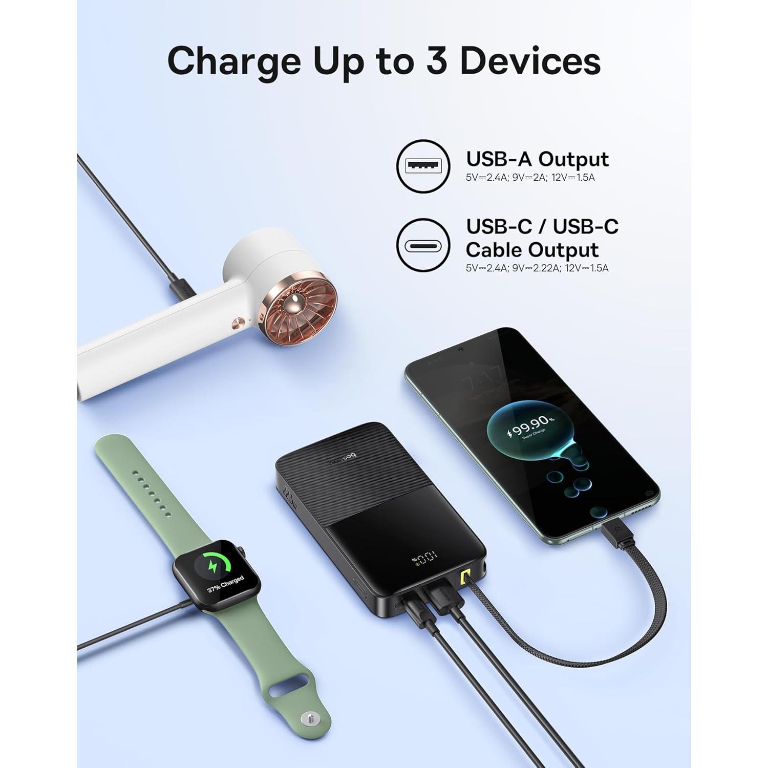 Cargador Portátil Baseus 10000mAh PD 22.5W con Cable USB-C