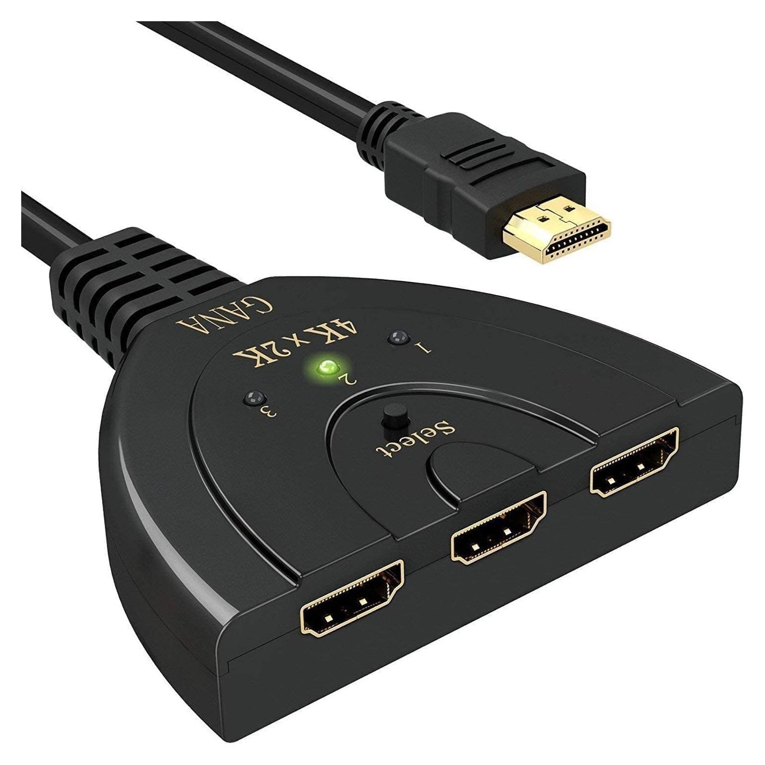 Interruptor HDMI 3 en 1 GANA 4K Full HD 30Hz con Cable 0.55m