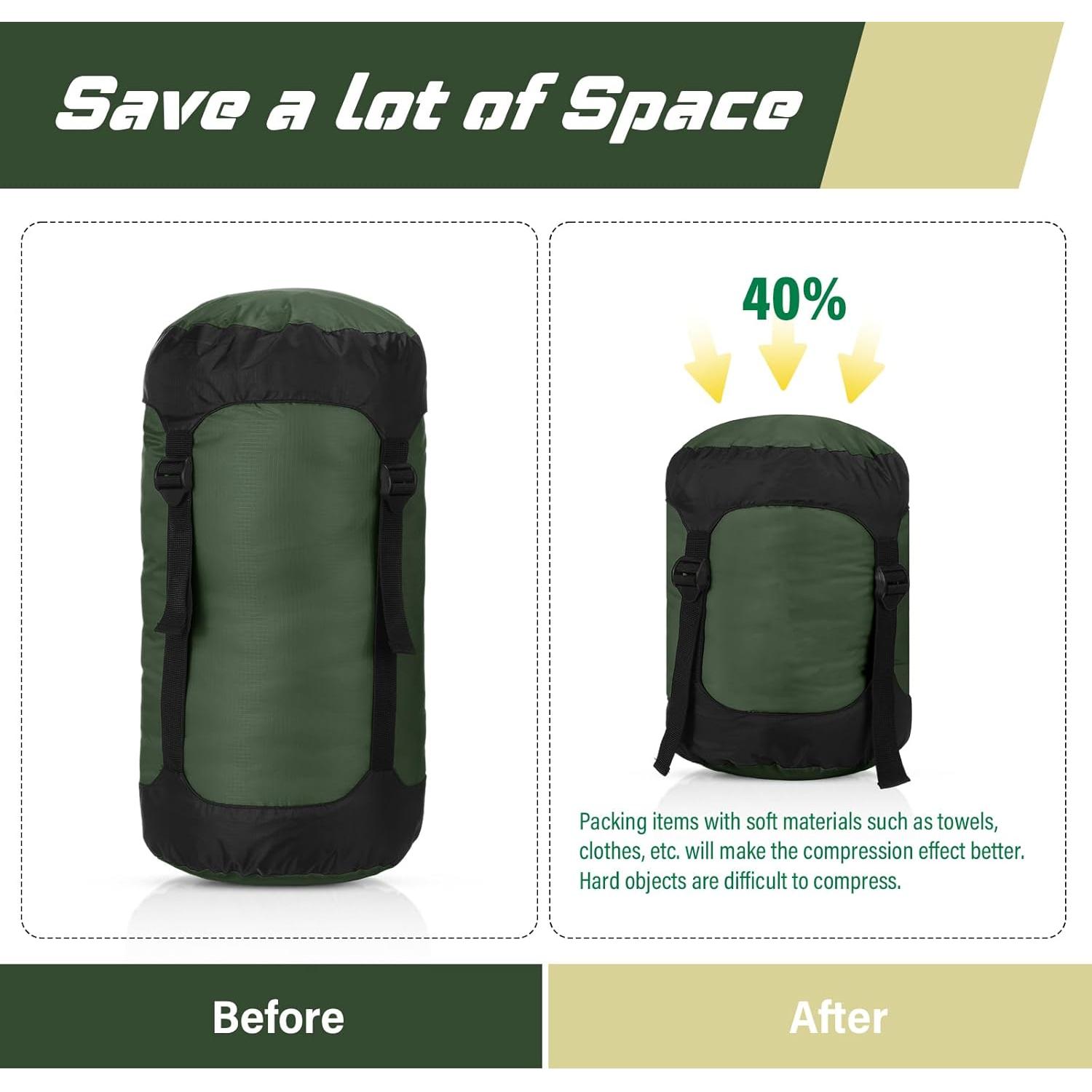 5 Sacos de Compresión GliCraft 20L Impermeables Verde Militar