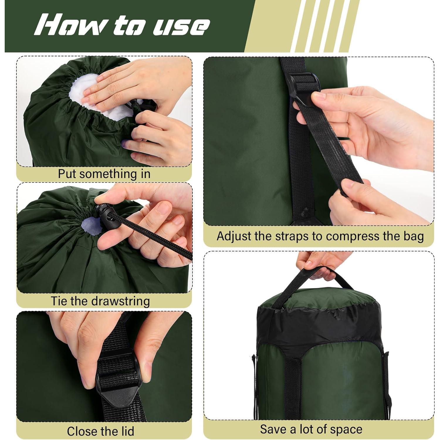 5 Sacos de Compresión GliCraft 20L Impermeables Verde Militar