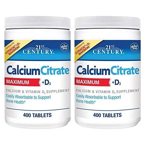 Tabletas de Citrato de Calcio Plus D3 21st Century 400 Unidades