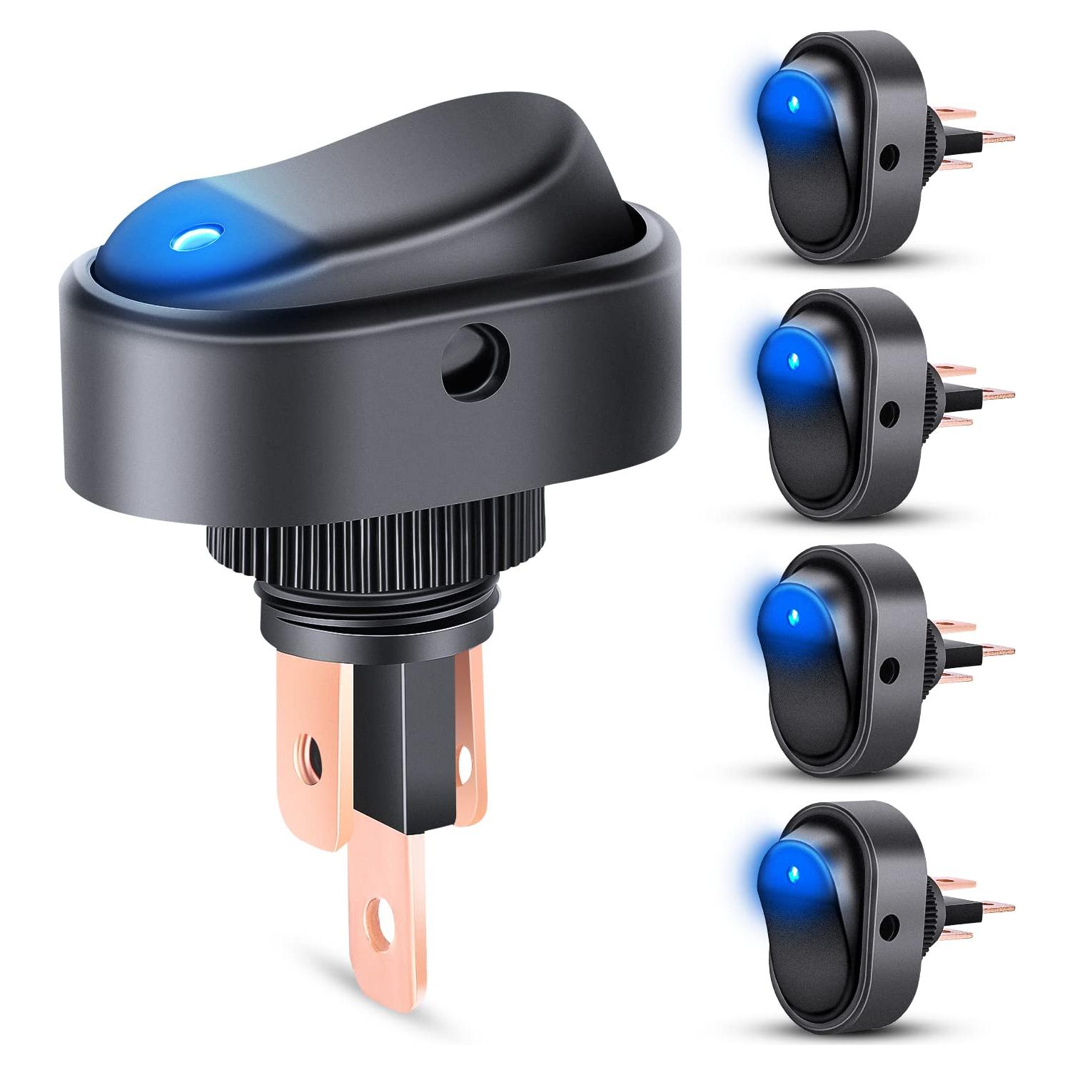 Interruptor Rocker LED Nilight 5Pcs 12V Azul 30A SPST