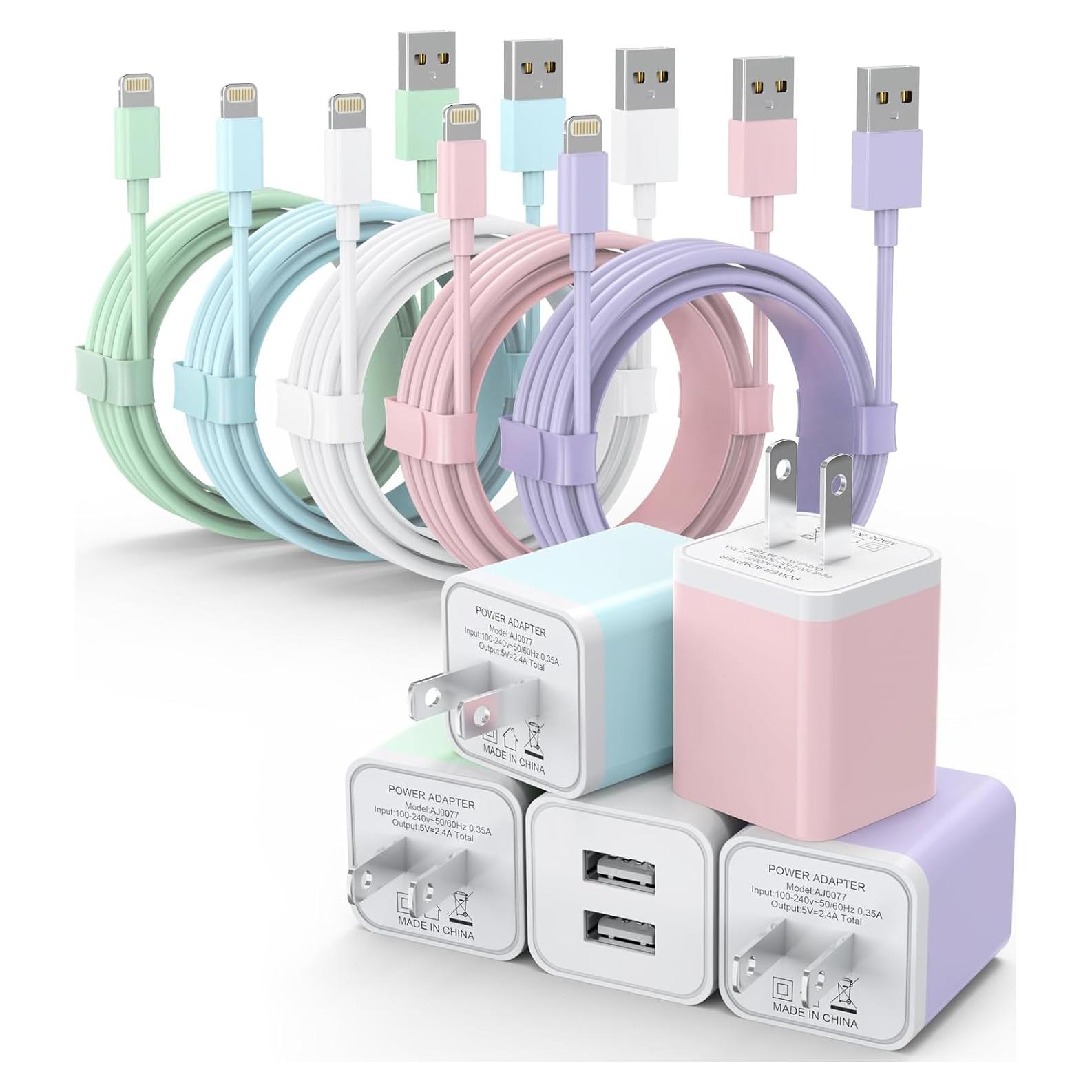 Cargador de Pared USB iGENJUN 5Pack con Cable Lightning 1.8m