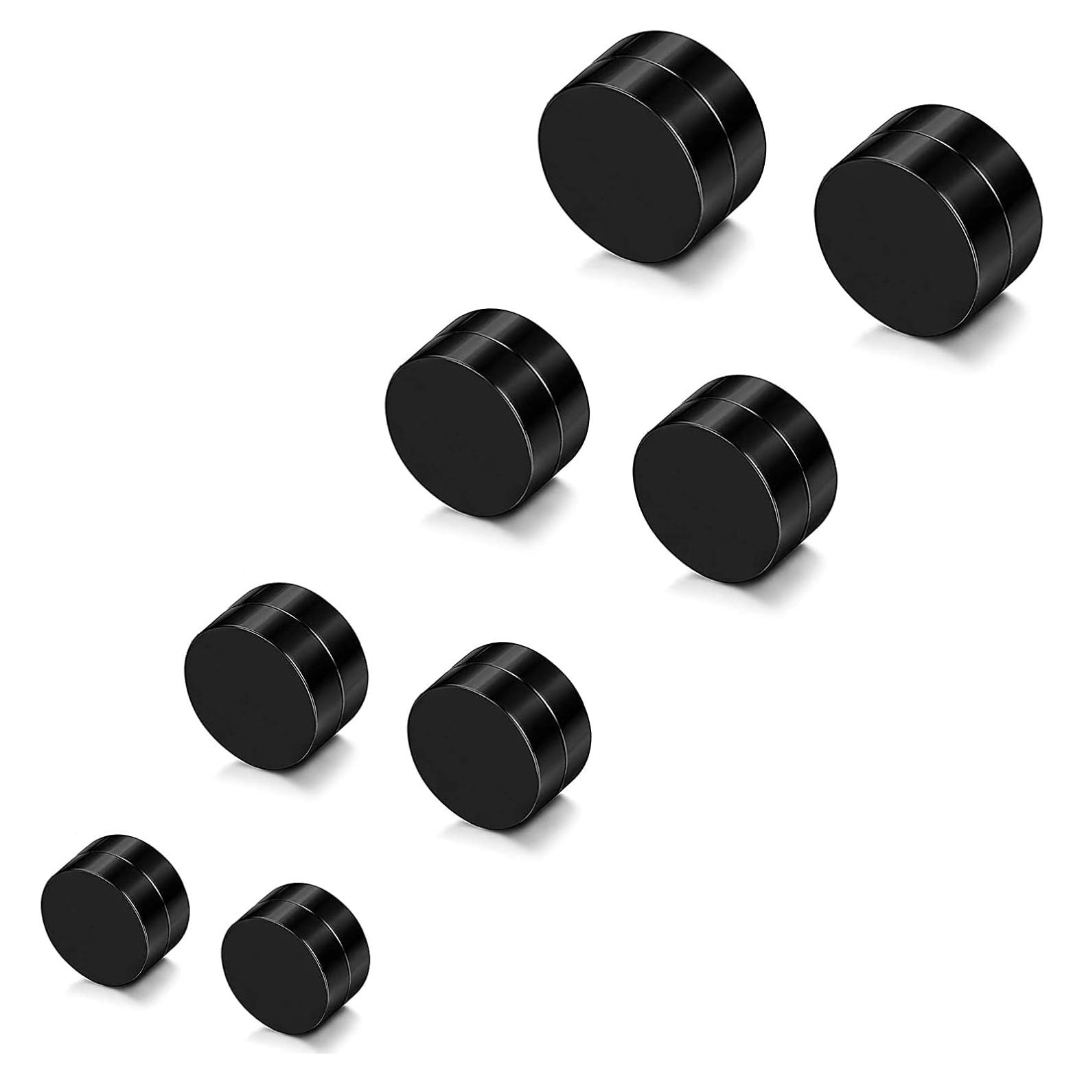 Pendientes Magnéticos Falsos YZstyle Acero Inoxidable Negro 12mm