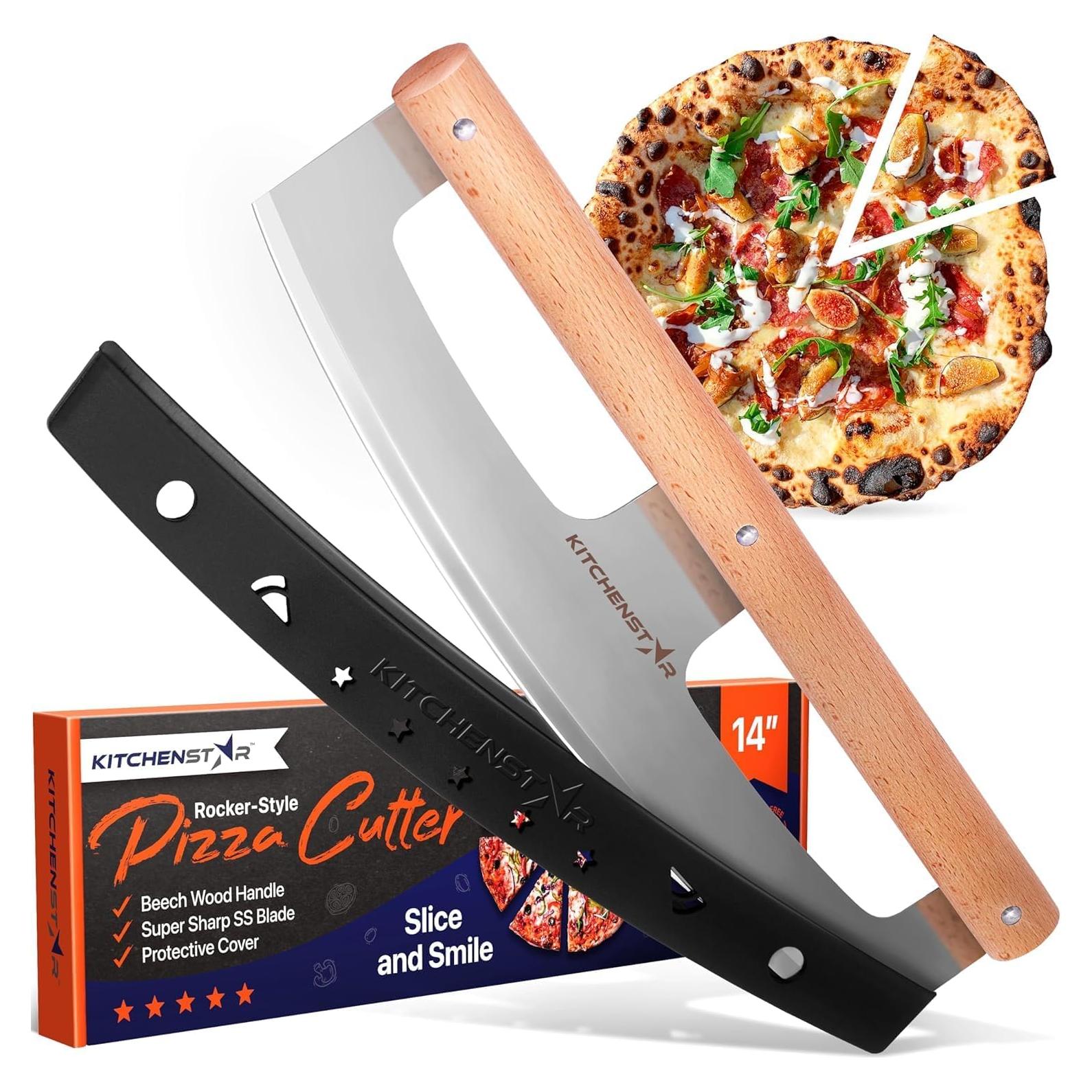 Cortador de Pizza KitchenStar 35.6 cm Acero Inoxidable Mango Madera